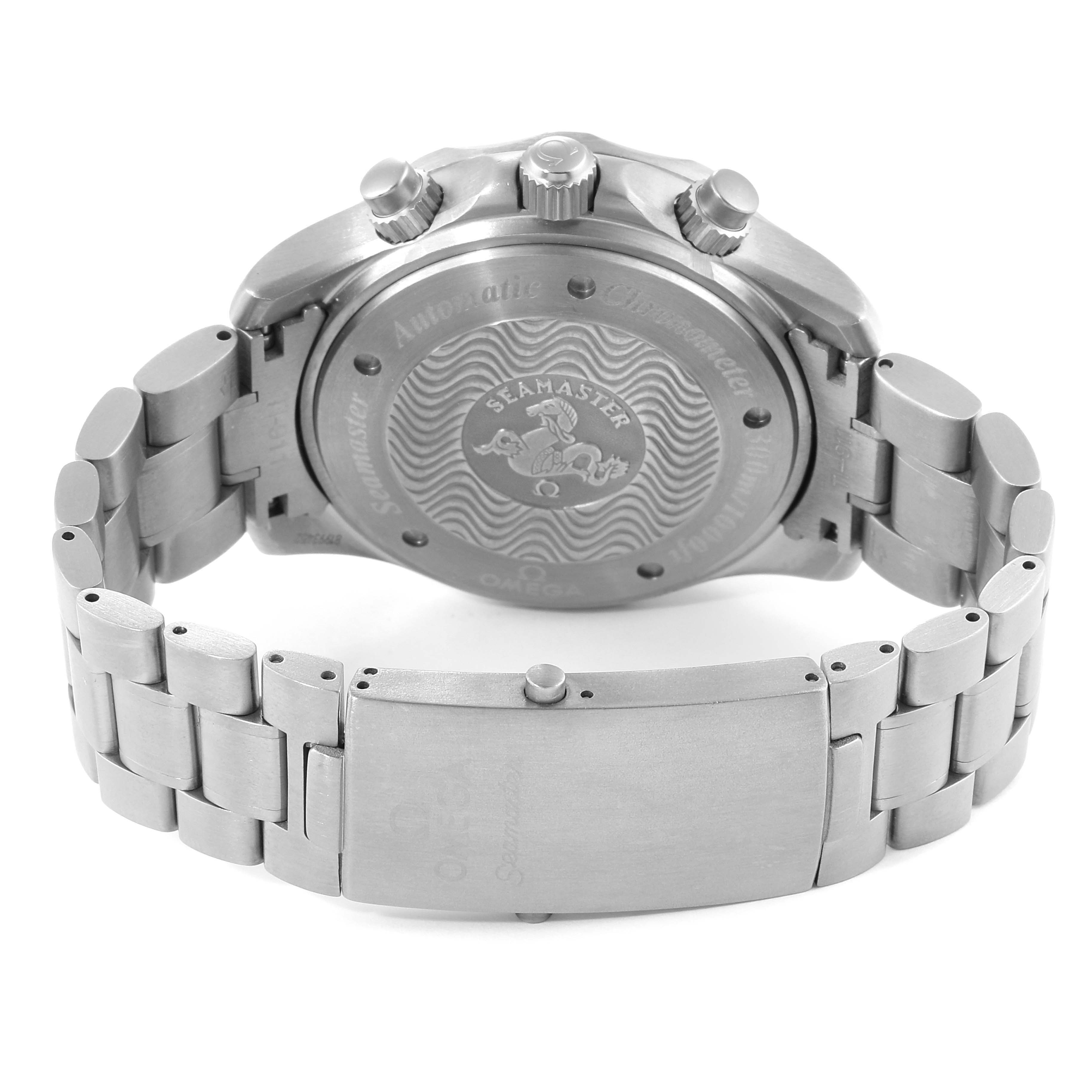 The image shows the back casing and bracelet of the Omega Seamaster 2269.52.00 Men's Titanium Black Dial 2269.52.00 Men's Titanium Black Dial watch from a rear angle.