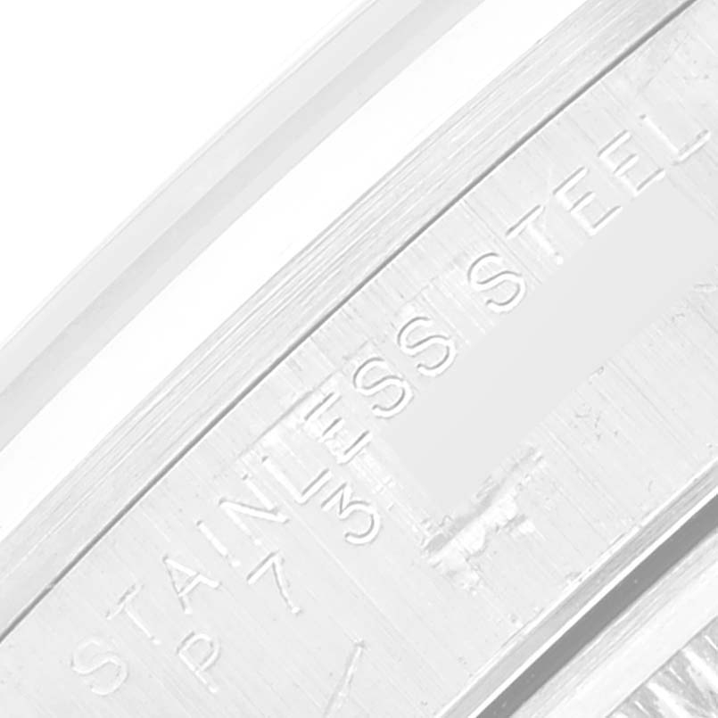 This image shows a close-up of the stainless steel engraving on the case back of a Rolex Air-King 14000 Men's Stainless Steel Silver Dial 14000 Men's Stainless Steel Silver Dial watch.