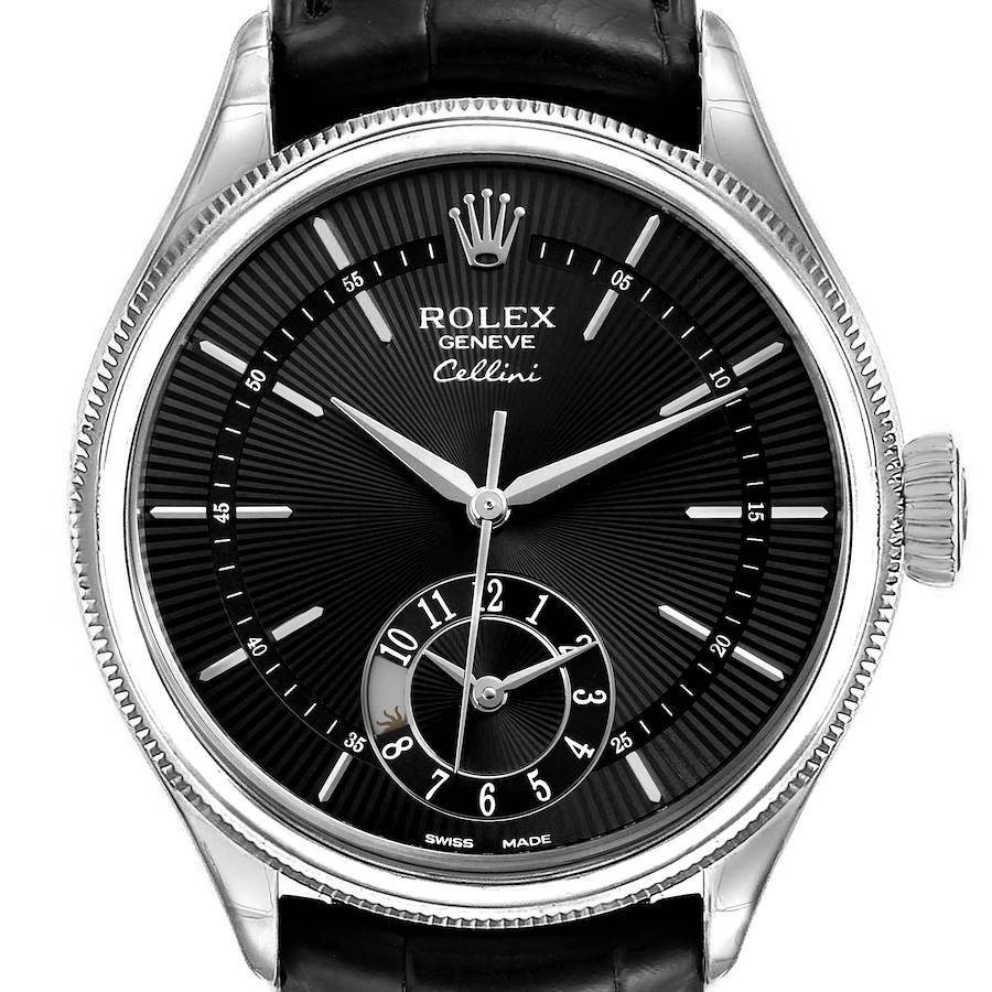 Rolex Cellini Dual Time White Gold Automatic Mens Watch 50529 Unworn SwissWatchExpo