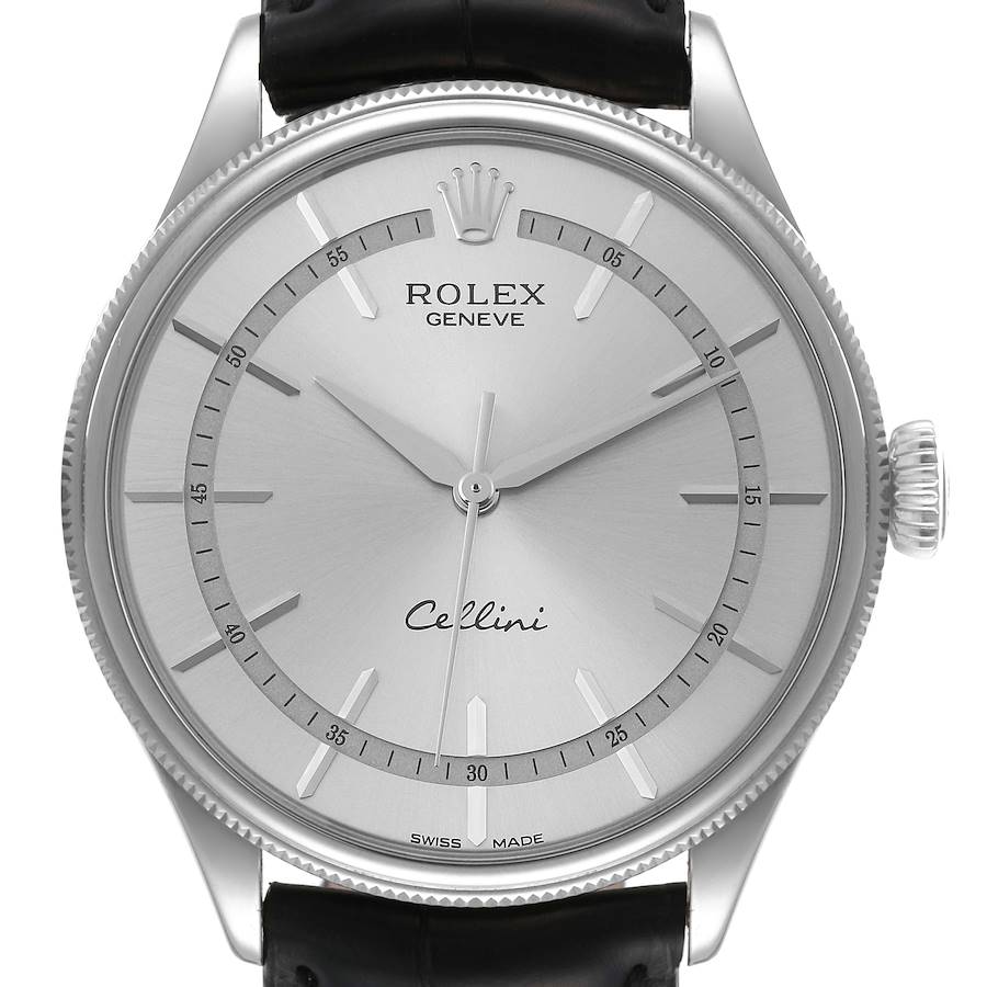 Rolex Cellini Time White Gold Silver Dial Automatic Mens Watch 50509 SwissWatchExpo