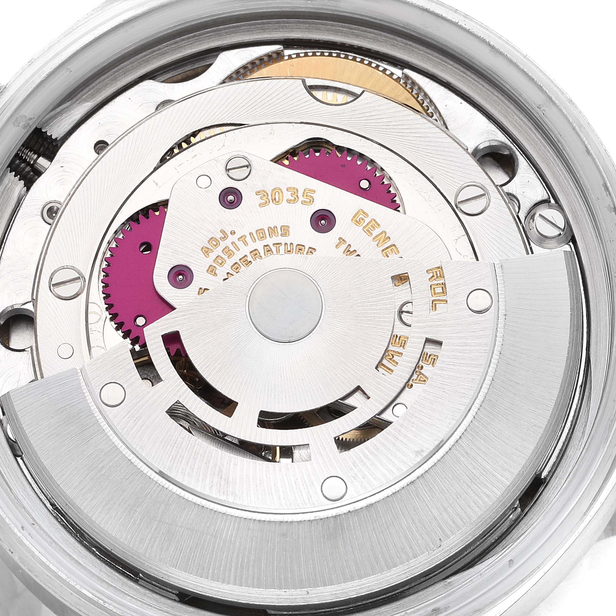The image shows a detailed view of the movement mechanism of the Rolex Vintage Collection 16013 Men's Steel and Gold (two tone) Champagne Dial 16013 Men's Steel and Gold (two tone) Champagne Dial model, focusing on its inner components.