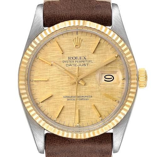 Photo of Rolex Datejust 36 Steel Yellow Gold Vintage Linen Dial Mens Watch 16013
