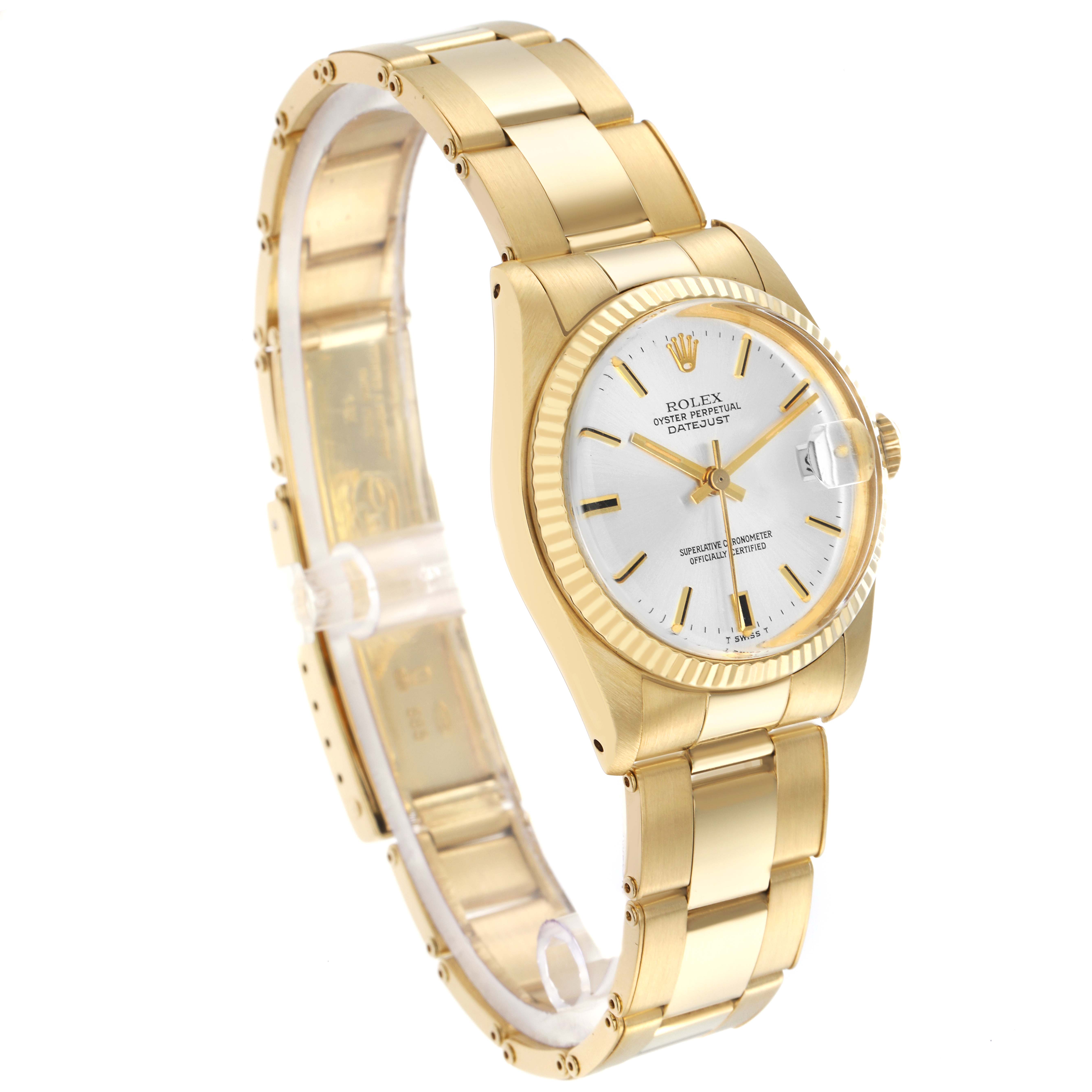 The Rolex Vintage Collection model number 6827 is shown at a three-quarter angle, highlighting the dial, case, and bracelet details.