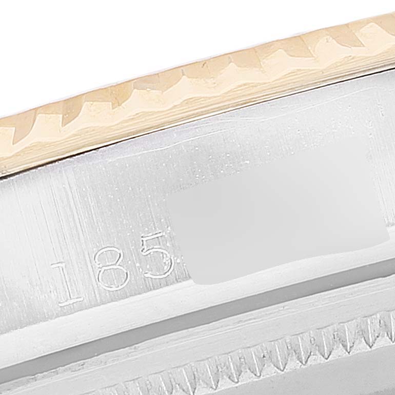 The image shows a close-up of the bezel and case edge of a Rolex Vintage Collection 1601 Men's Steel and Gold (two tone) Silver Dial 1601 Men's Steel and Gold (two tone) Silver Dial watch.