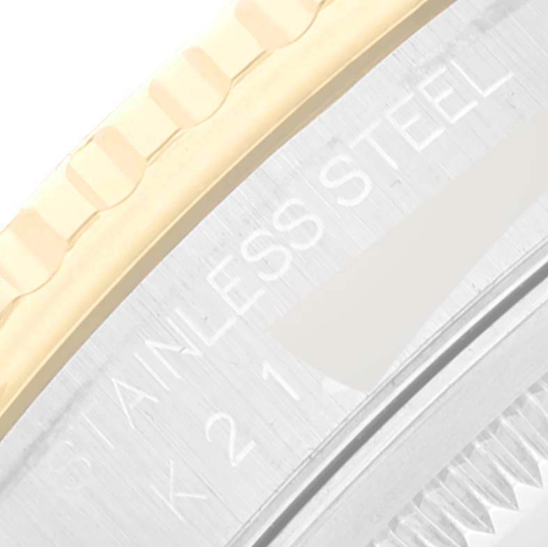 The image shows a close-up angle highlighting the bezel and part of the case edge of a Rolex Turn-o-Graph 16263 Men
s Steel and Gold (two tone) White Dial 16263 Men
s Steel and Gold (two tone) White Dial watch.
