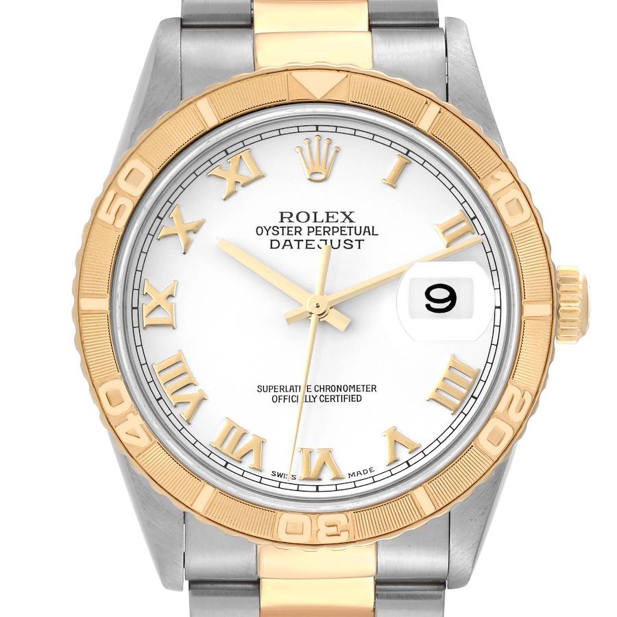 Rolex Datejust Turnograph Steel Yellow Gold Mens Watch 16263 Box Papers SwissWatchExpo