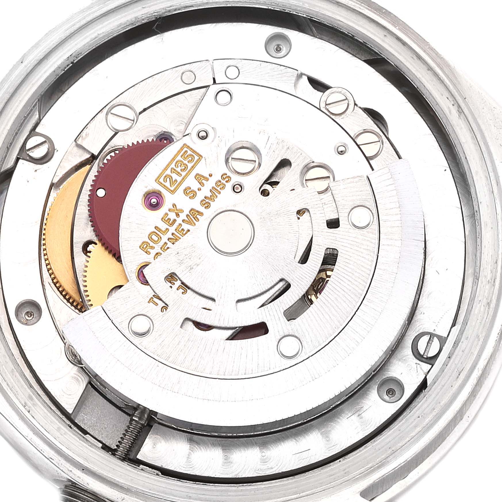 This image shows the internal movement components of a Rolex President 68286 Women's Platinum Silver Dial 68286 Women's Platinum Silver Dial model watch at a top-down angle.