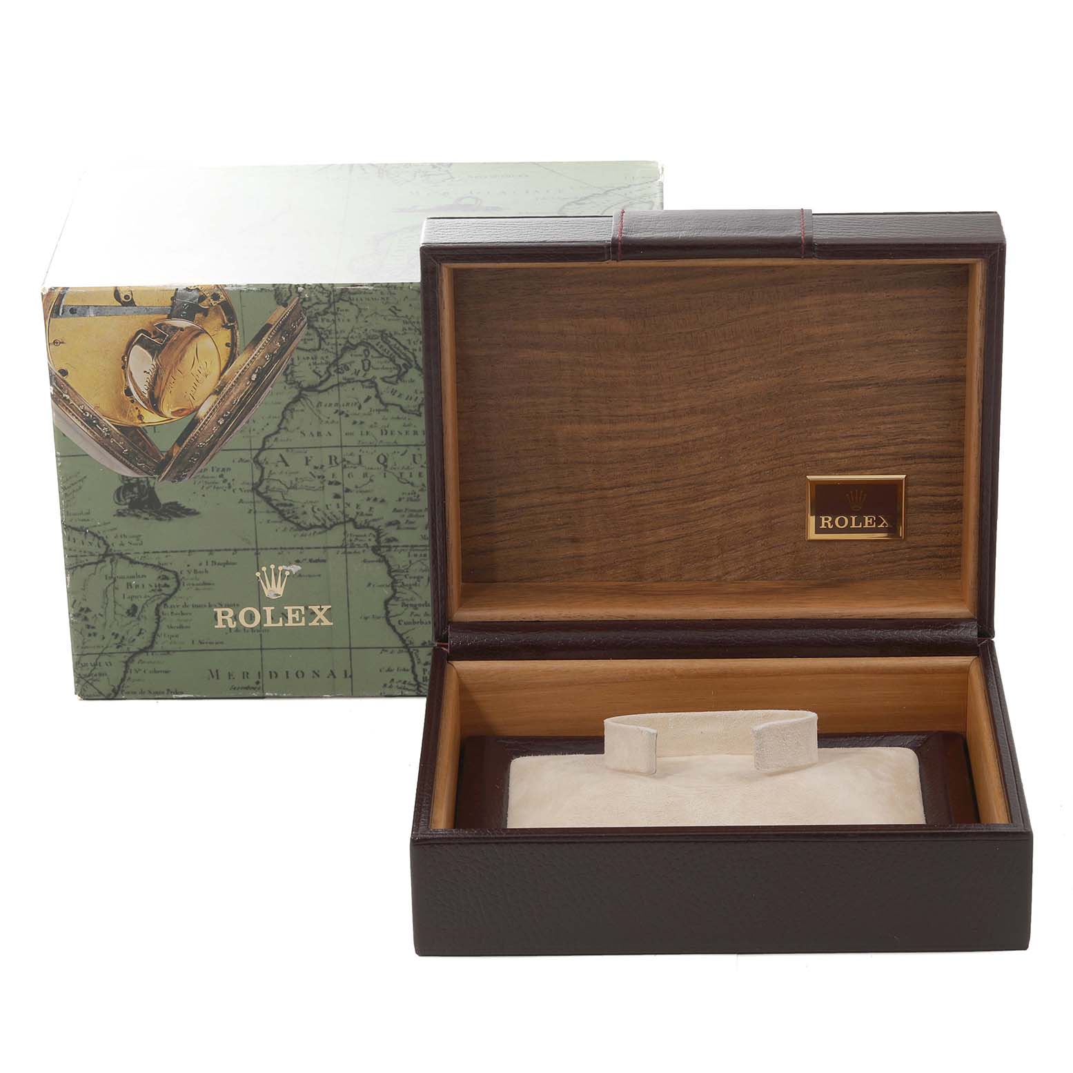 The image shows an open Rolex watch box with the outer packaging for the Rolex President 18138 Men's Yellow Gold Champagne Dial 18138 Men's Yellow Gold Champagne Dial model.