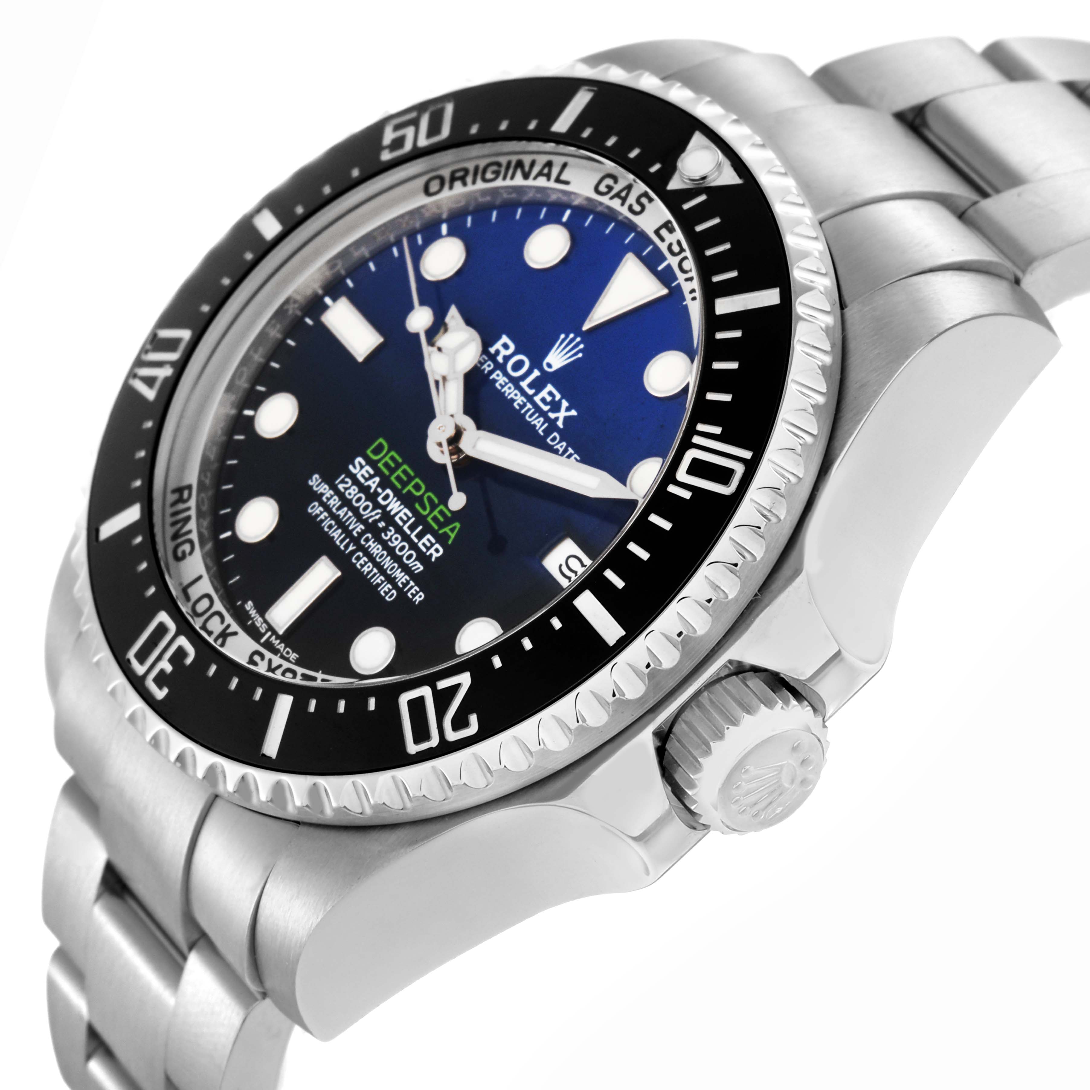 The image shows a Rolex Sea-Dweller model 116660, angled to highlight the dial, bezel, case, and part of the bracelet.