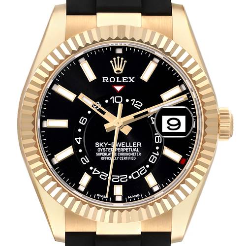 Photo of Rolex Sky-Dweller Yellow Gold Black Dial Oysterflex Mens Watch 326238 Unworn