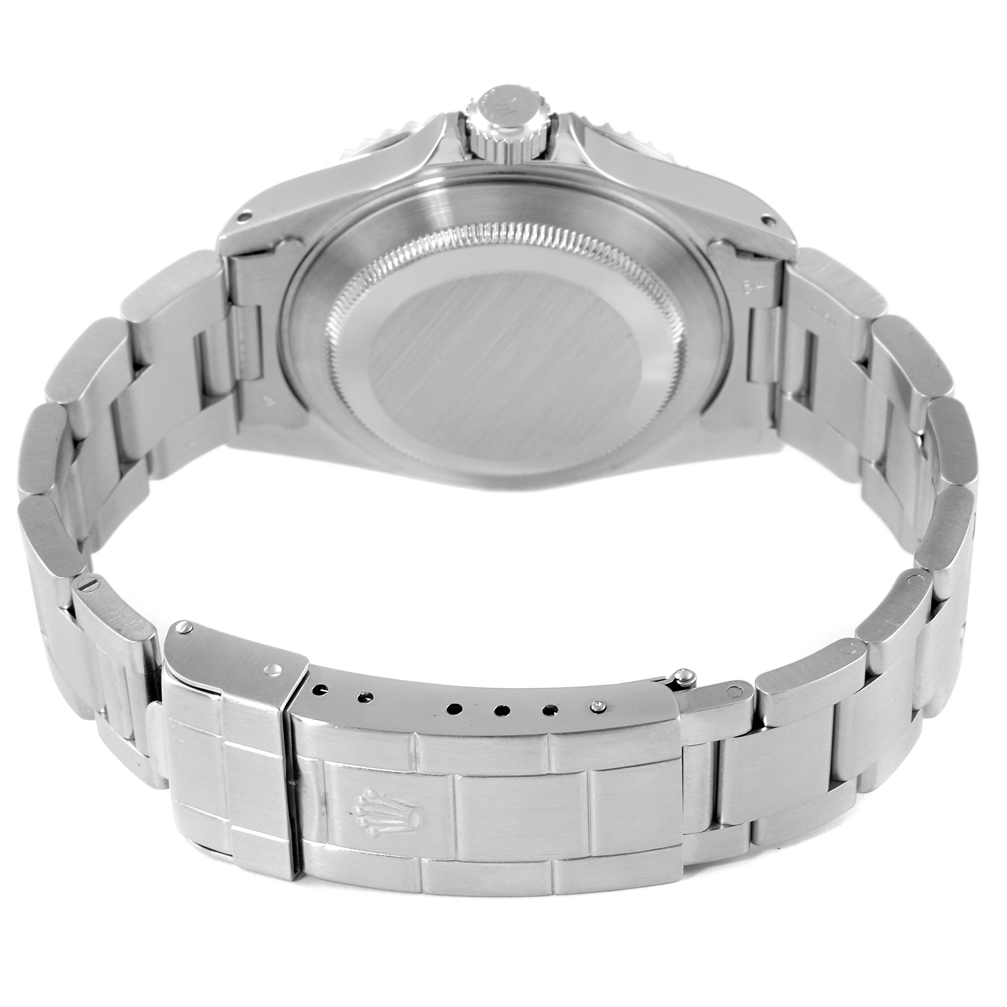 The image shows the back case, crown, and bracelet of the Rolex Submariner 14060 Men's Stainless Steel Black Dial 14060 Men's Stainless Steel Black Dial watch from a rear angle.