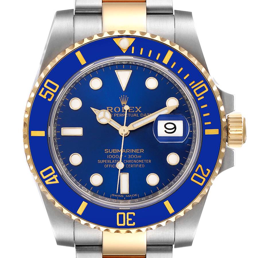 Rolex Submariner Steel Yellow Gold Blue Dial Mens Watch 116613 Box Card SwissWatchExpo