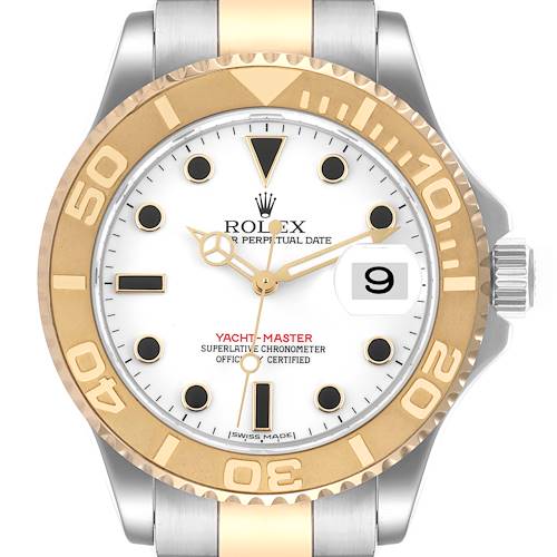 Photo of Rolex Yachtmaster White Dial Steel Yellow Gold Mens Watch 16623 Box Card