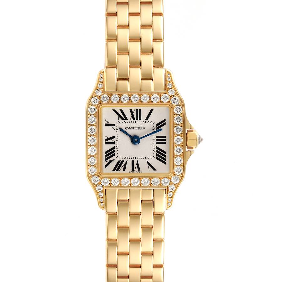 Cartier Santos Demoiselle Yellow Gold Diamond Ladies Watch WF9001Y7 SwissWatchExpo