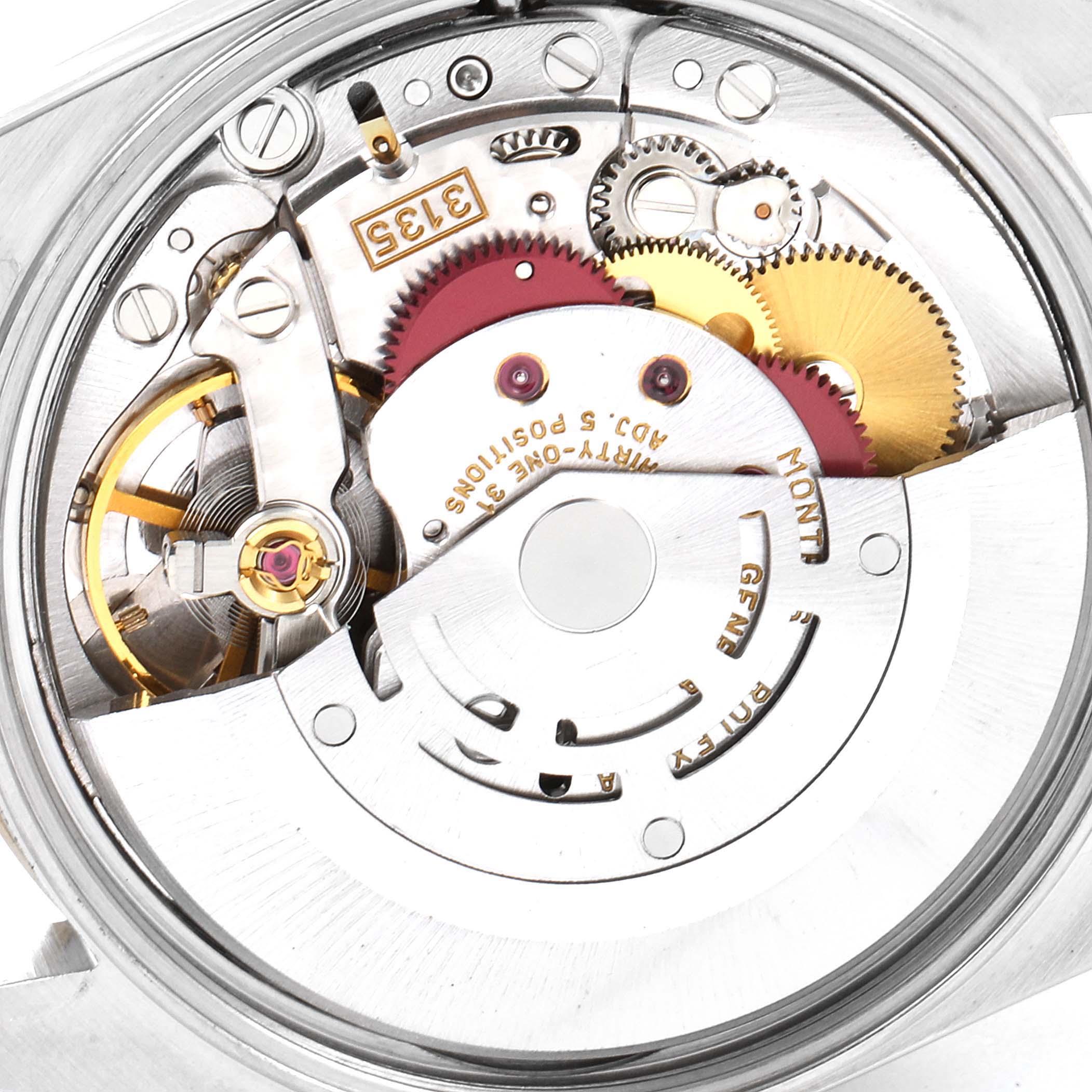 The image shows an internal view of the movement mechanism of a Rolex Date 15203 Men's Steel and Gold (two tone) Black Dial 15203 Men's Steel and Gold (two tone) Black Dial model watch.