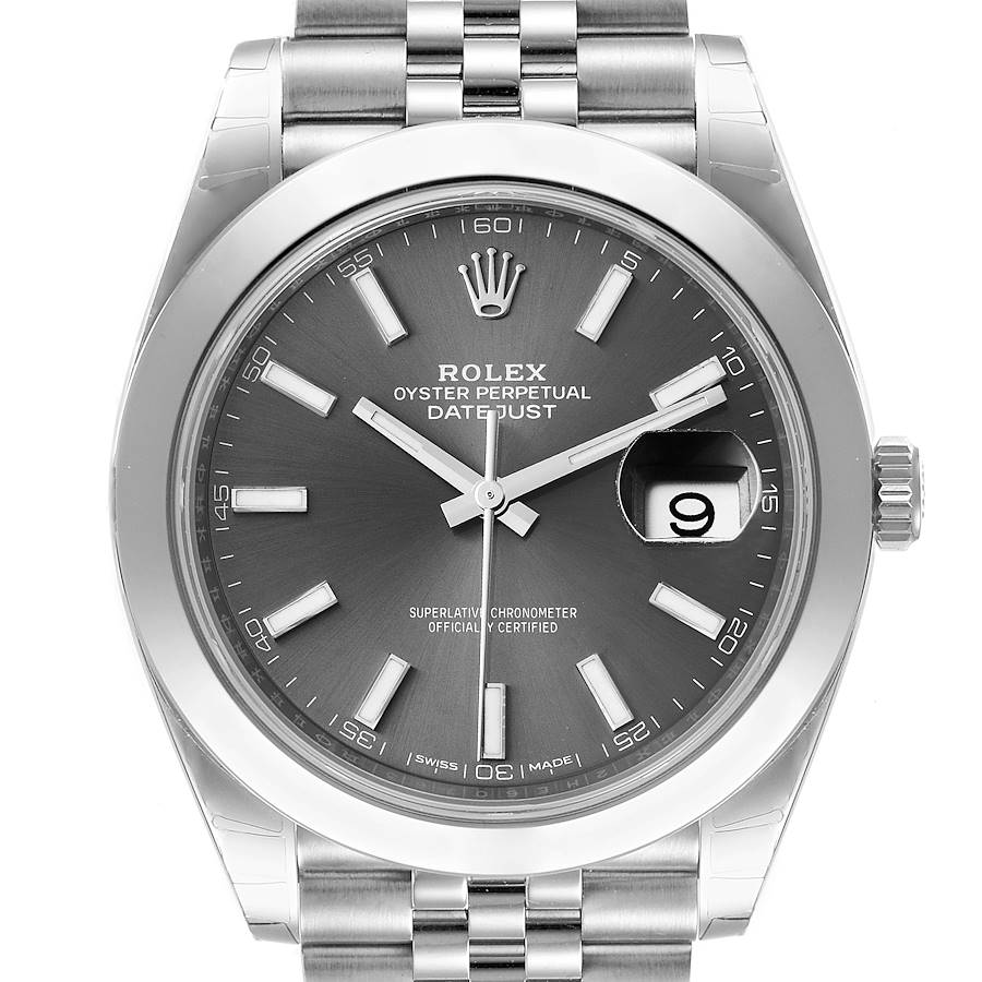 Rolex Datejust 41 Grey Dial Domed Bezel Steel Mens Watch 126300 Unworn SwissWatchExpo