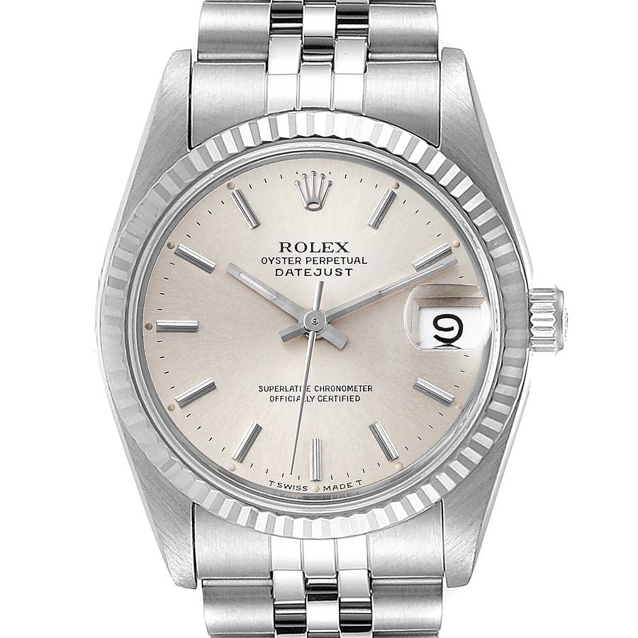 Rolex Datejust Midsize 31 Steel White Gold Silver Dial Ladies Watch 68274 SwissWatchExpo