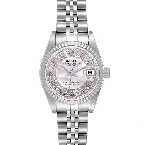 Photo of Rolex Datejust Steel White Gold Decorated Mother of Pearl Dial Ladies Watch 79174 Box Papers