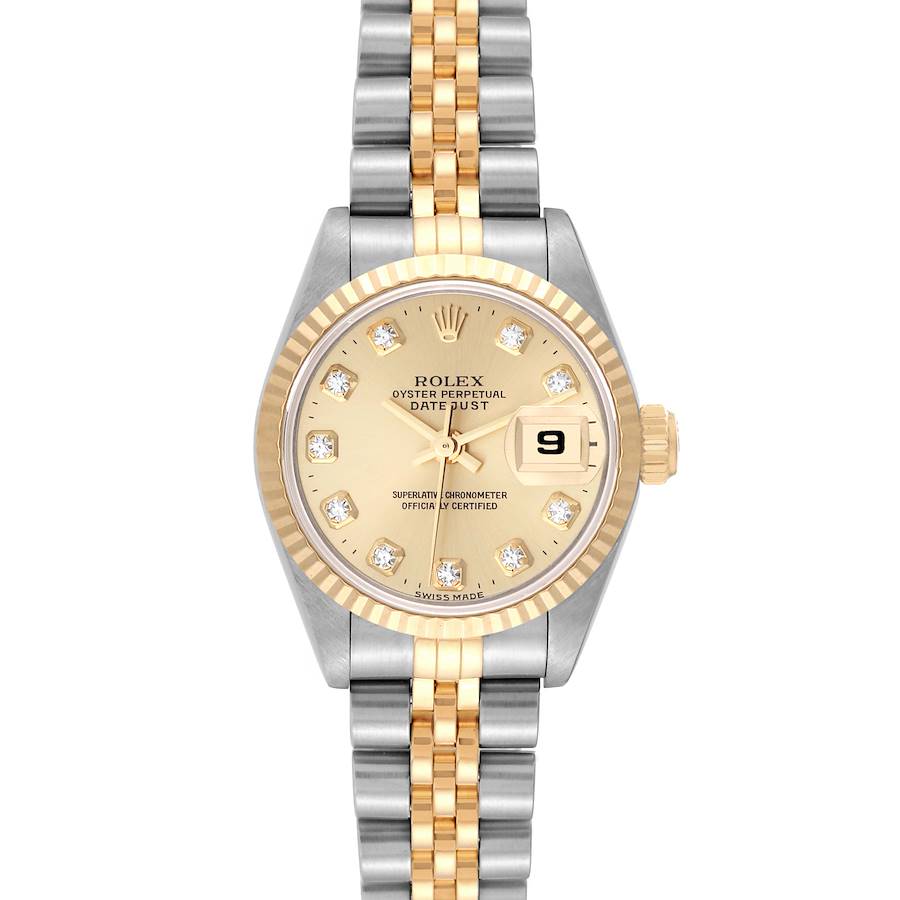 Rolex Datejust Steel Yellow Gold Diamond Dial Ladies Watch 69173 SwissWatchExpo