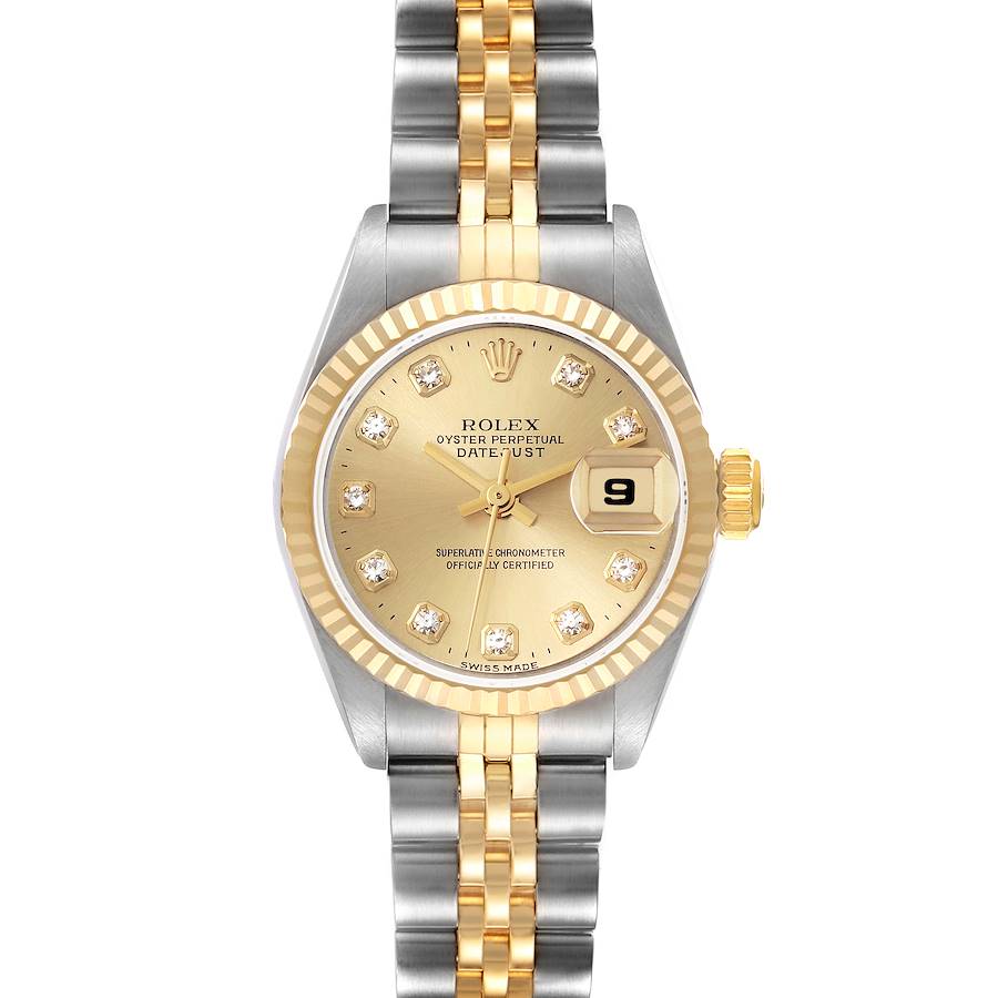 Rolex Datejust Steel Yellow Gold Diamond Dial Ladies Watch 69173 SwissWatchExpo