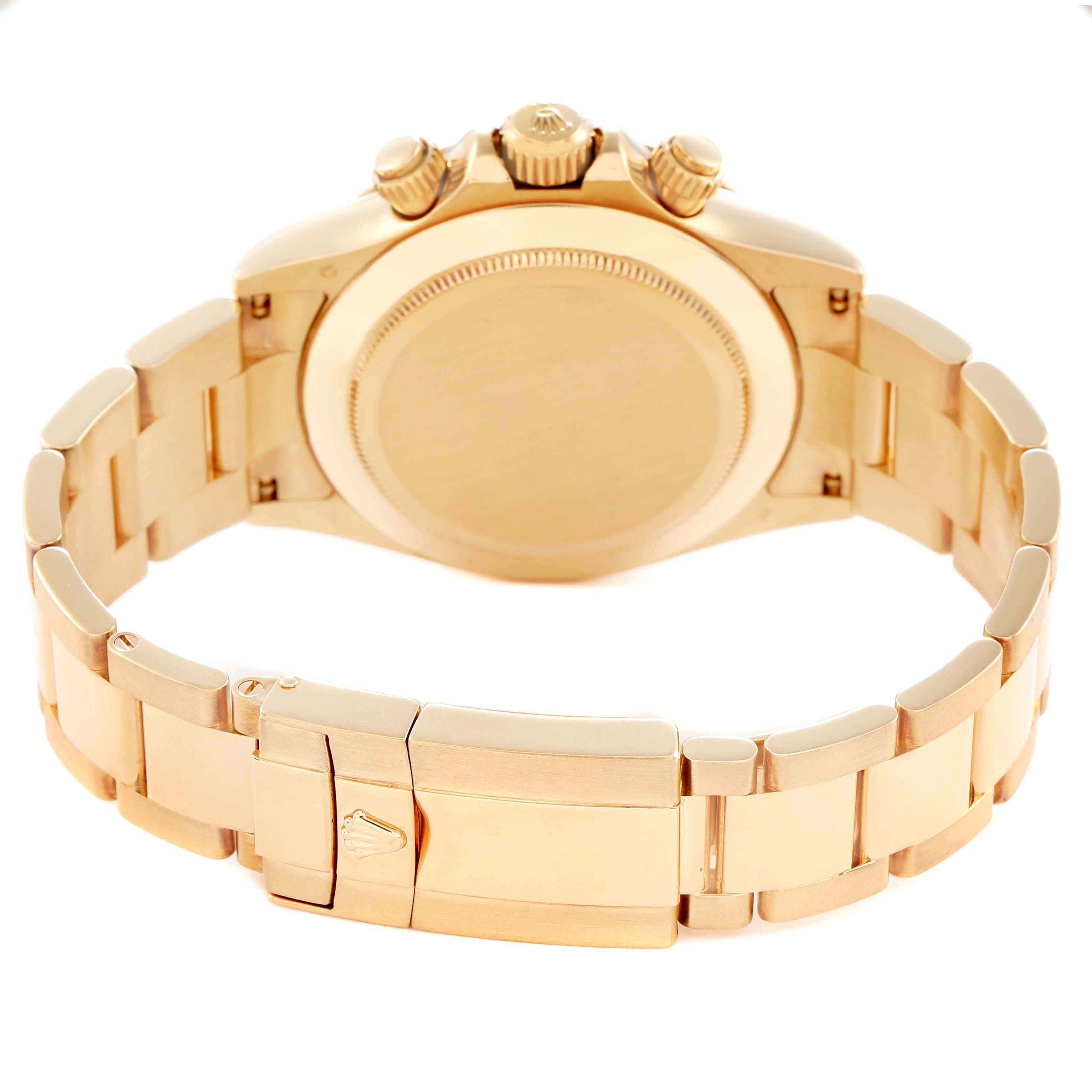 The image shows the back and band of a Rolex Daytona model 116528 men's watch at a rear angle, highlighting the case, bracelet, and clasp.