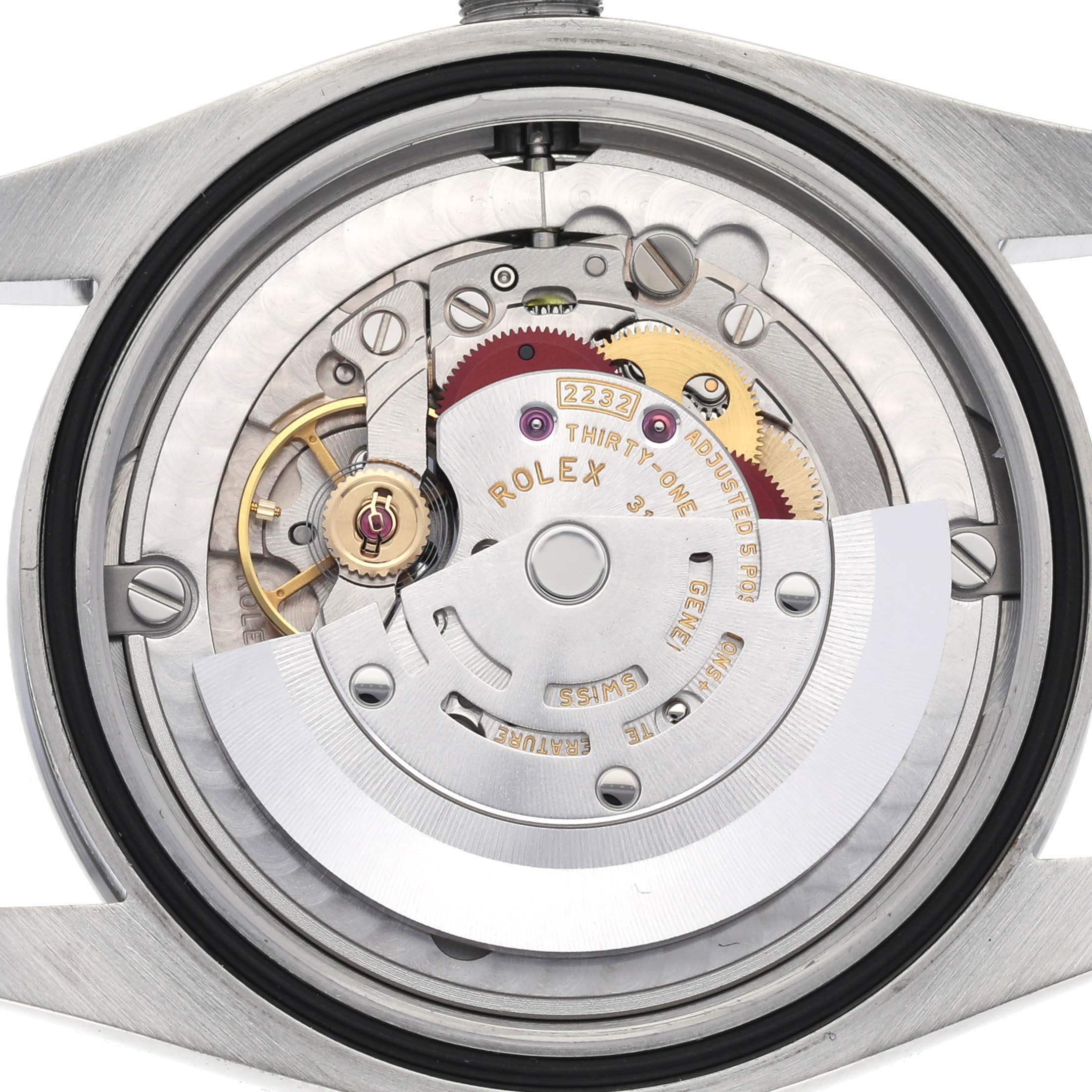 The image shows the inner mechanical movement of the Rolex Oyster Perpetual 124200 Men's Stainless Steel Silver Dial 124200 Men's Stainless Steel Silver Dial watch from a back case angle.