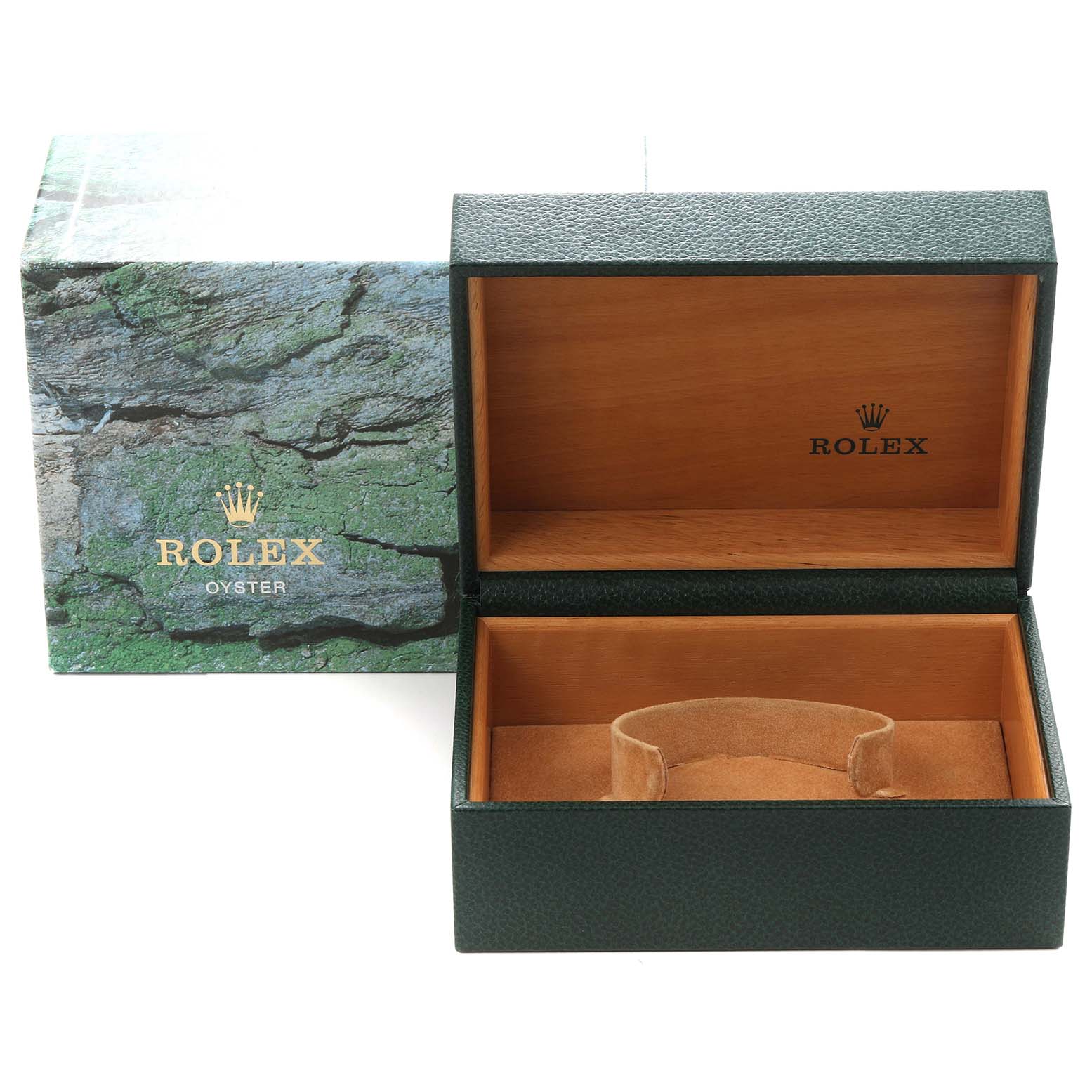 The image shows the open box and outer packaging for a Rolex Submariner, model number 16613.