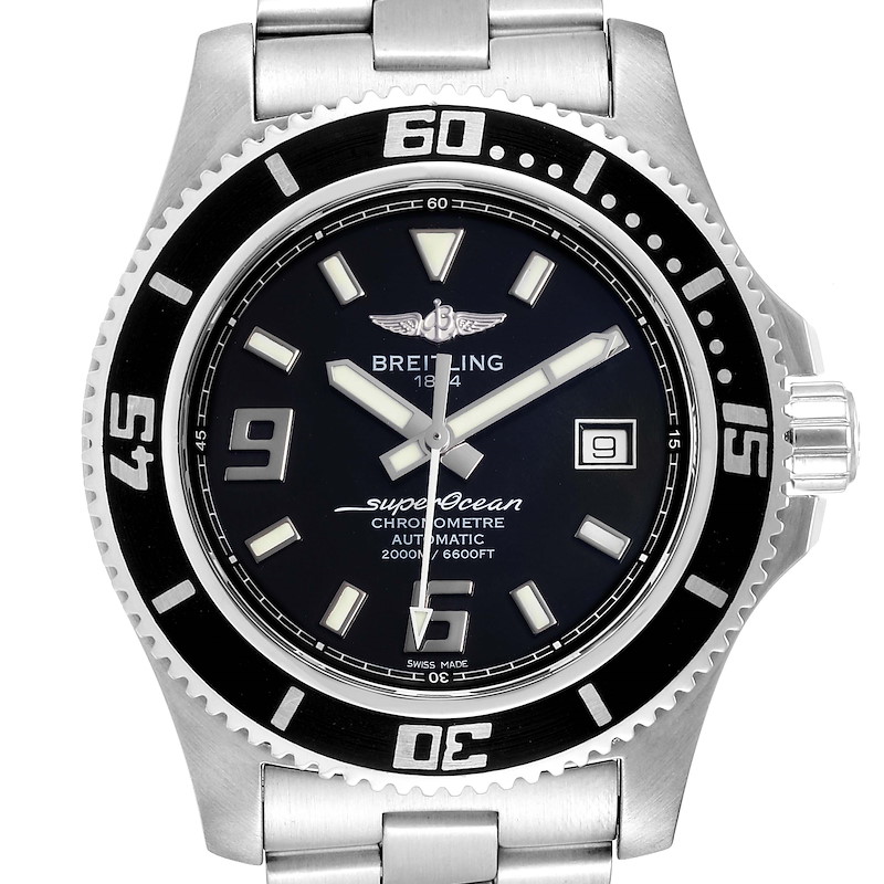 Breitling Aeromarine Superocean 44 Black Dial Steel Mens Watch A17391 SwissWatchExpo