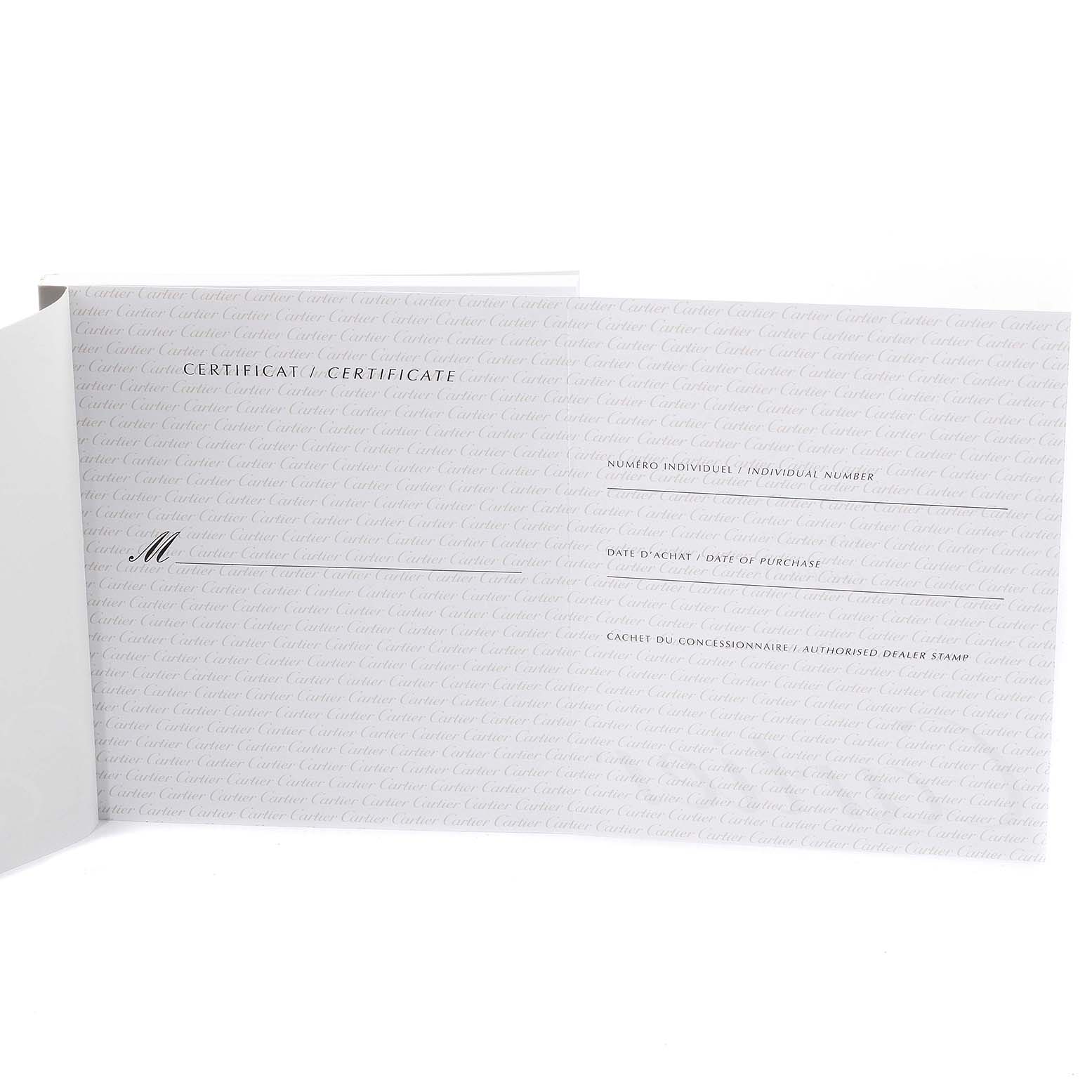 This image shows the certificate of Best Quality
ity for the Tank Americaine model by Cartier.