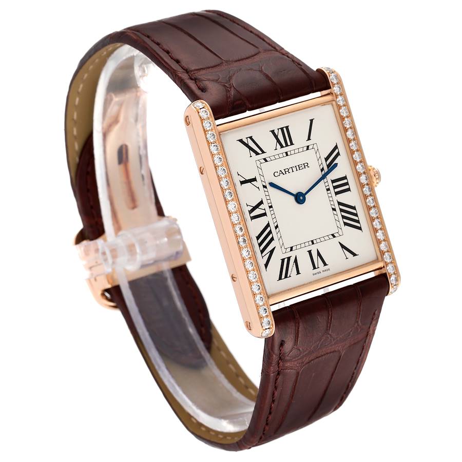 Cartier Tank Louis XL WT200005 Diamond 18K Rose Gold Mens Watch