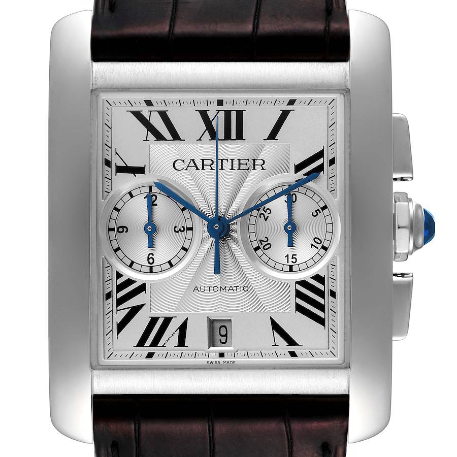 Cartier Tank MC Silver Dial Automatic Chronograph Mens Watch W5330007 Box Papers SwissWatchExpo