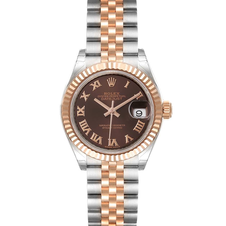 Rolex Datejust 28 Everose Rolesor Brown Dial Ladies Watch 279171 Unworn SwissWatchExpo
