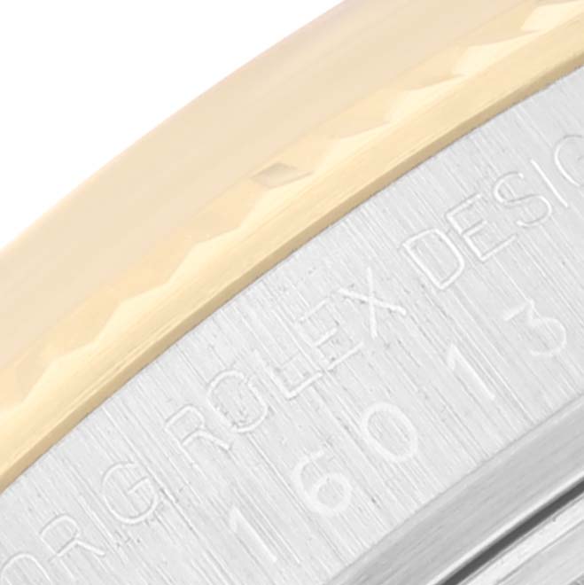 The close-up image shows the engraved case back of a Rolex Vintage Collection 16013 Men's Steel and Gold (two tone) Champagne Dial 16013 Men's Steel and Gold (two tone) Champagne Dial model watch.