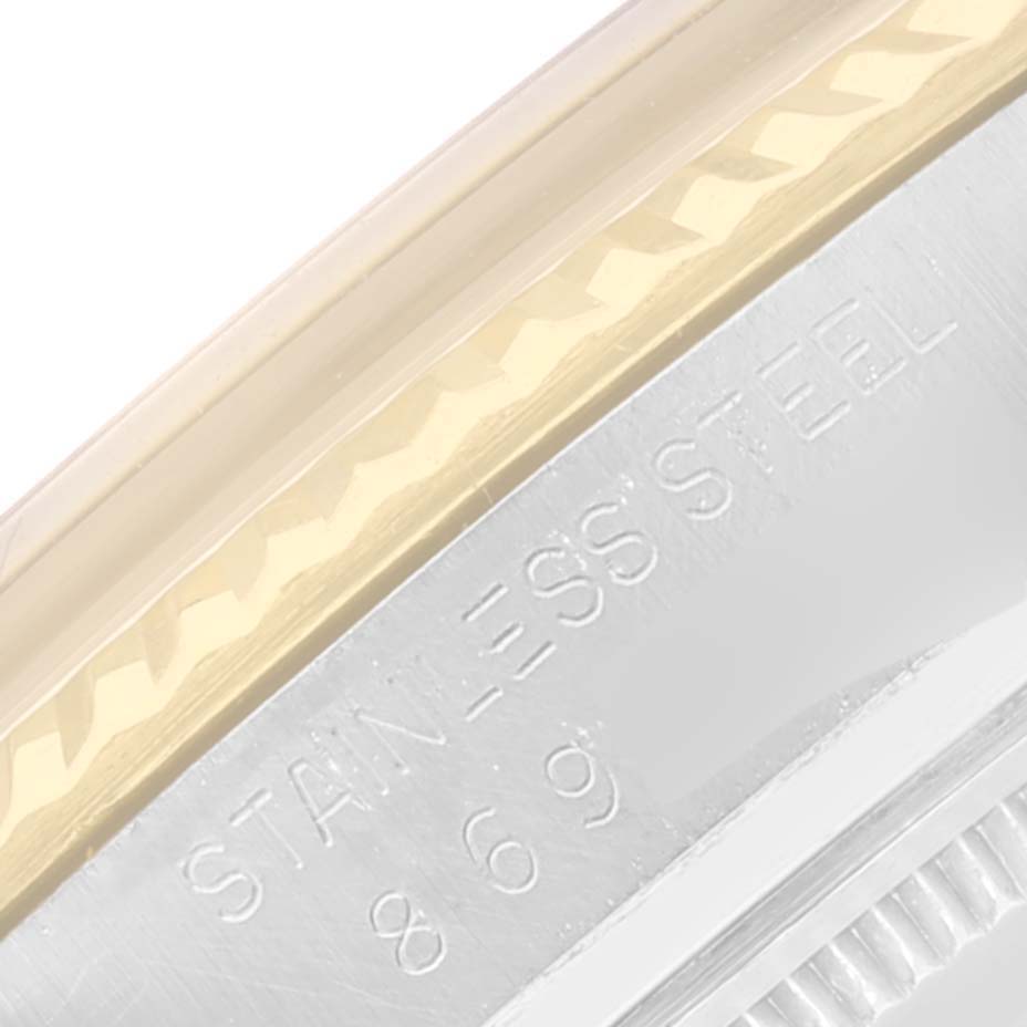 This image shows a close-up of the casing with "STAINLESS STEEL" engraved on the Rolex Vintage Collection 16013 Men's Steel and Gold (two tone) Champagne Dial 16013 Men's Steel and Gold (two tone) Champagne Dial watch.