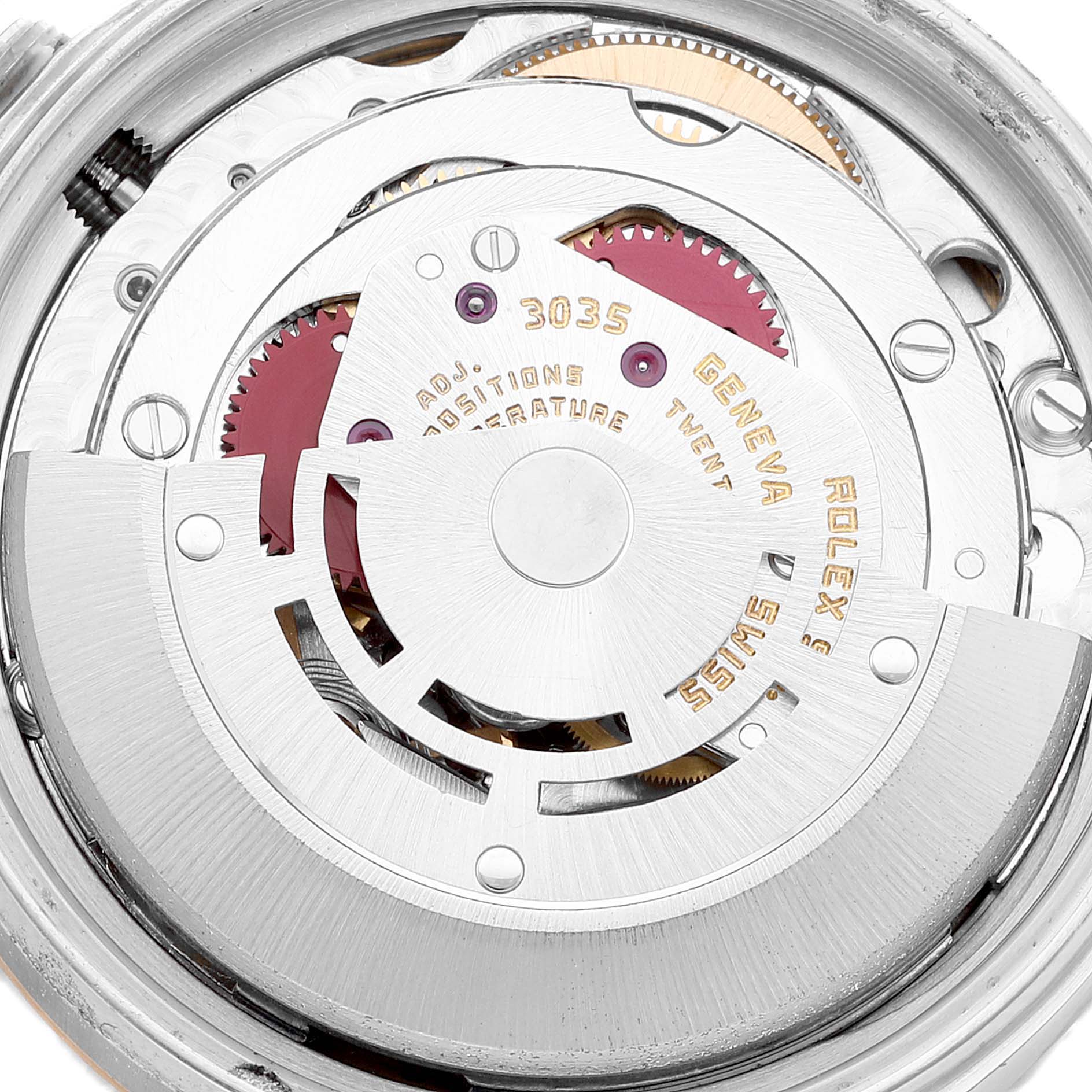 The image showcases the internal mechanical movement of the Vintage Collection model by Rolex from a top-down perspective.