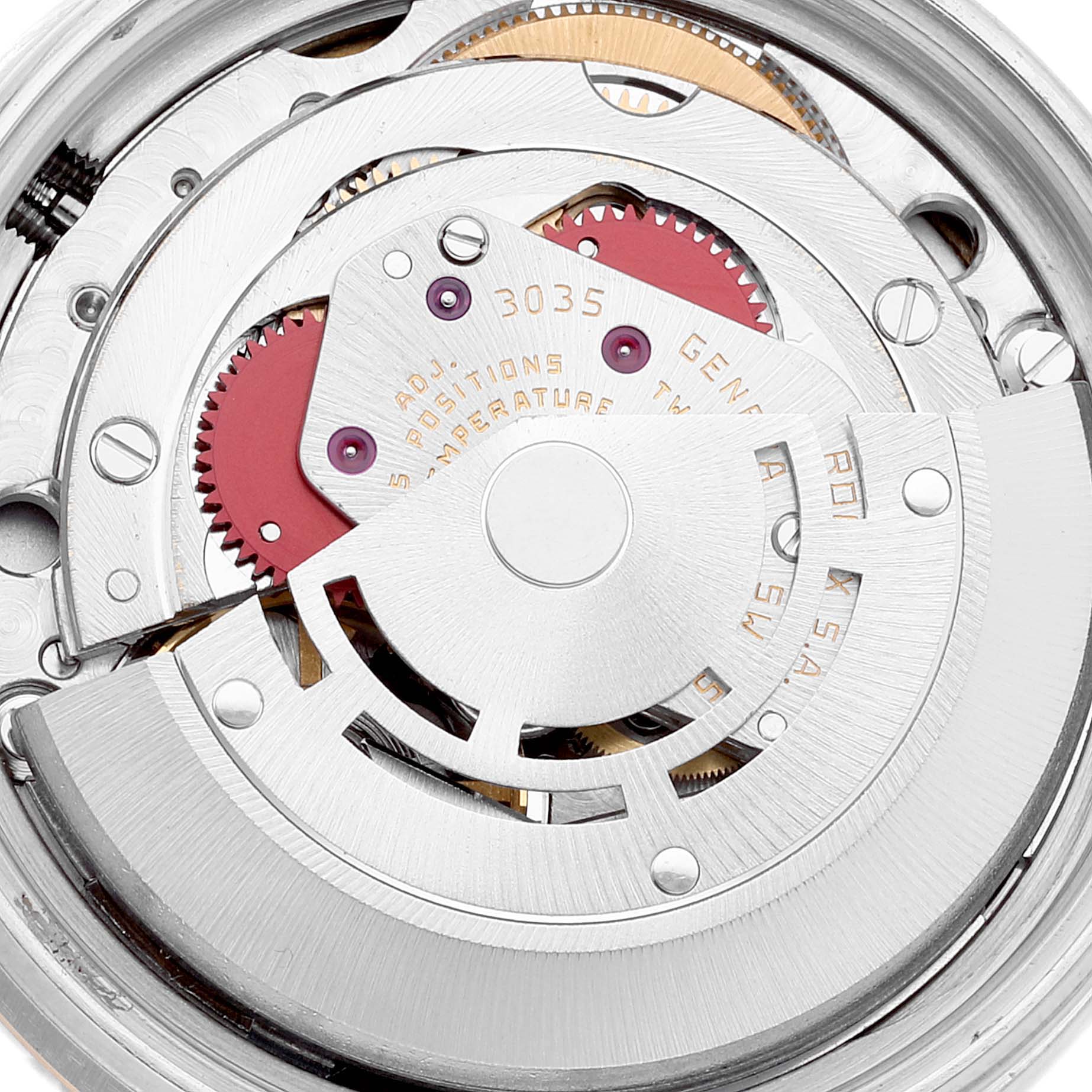 This is a close-up of the internal movement mechanism of the Rolex Vintage Collection 16013 Men's Steel and Gold (two tone) Champagne Dial 16013 Men's Steel and Gold (two tone) Champagne Dial model watch.