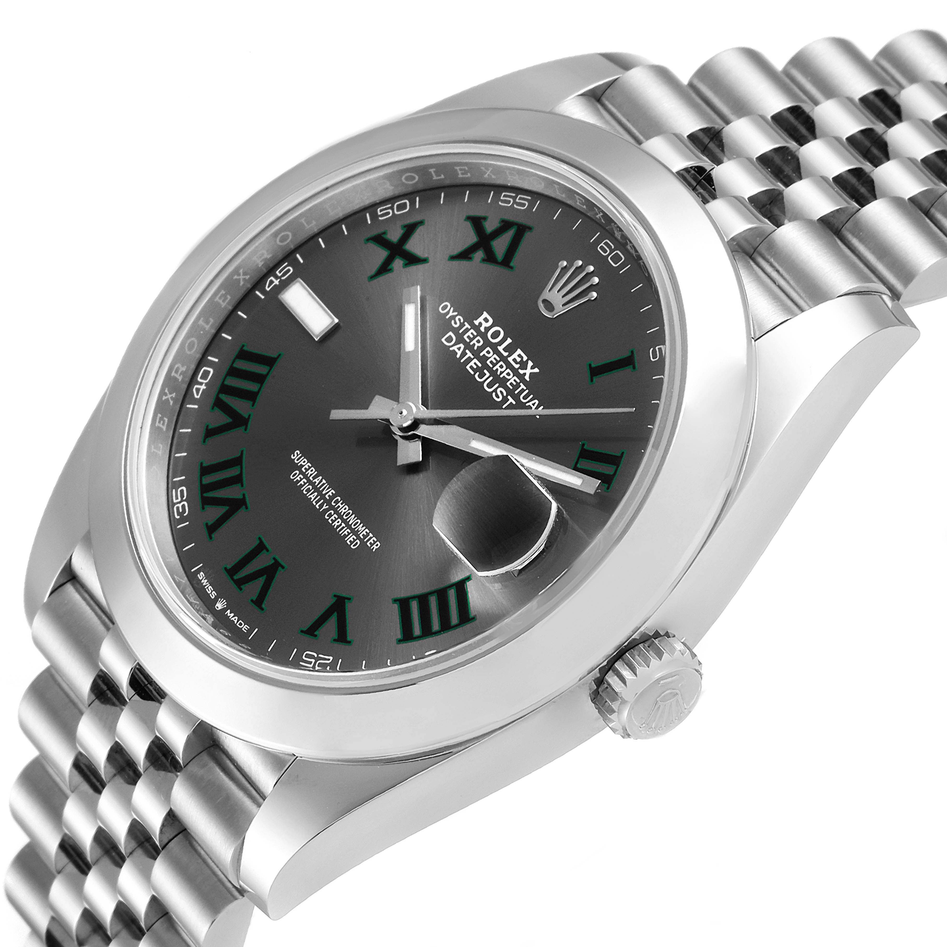 rolex datejust grey dial green numbers