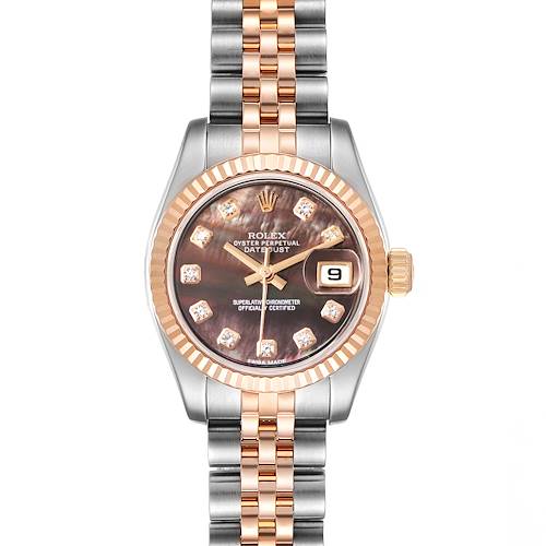 Photo of Rolex Datejust EveRose Gold Steel MOP Diamond Dial Ladies Watch 179171