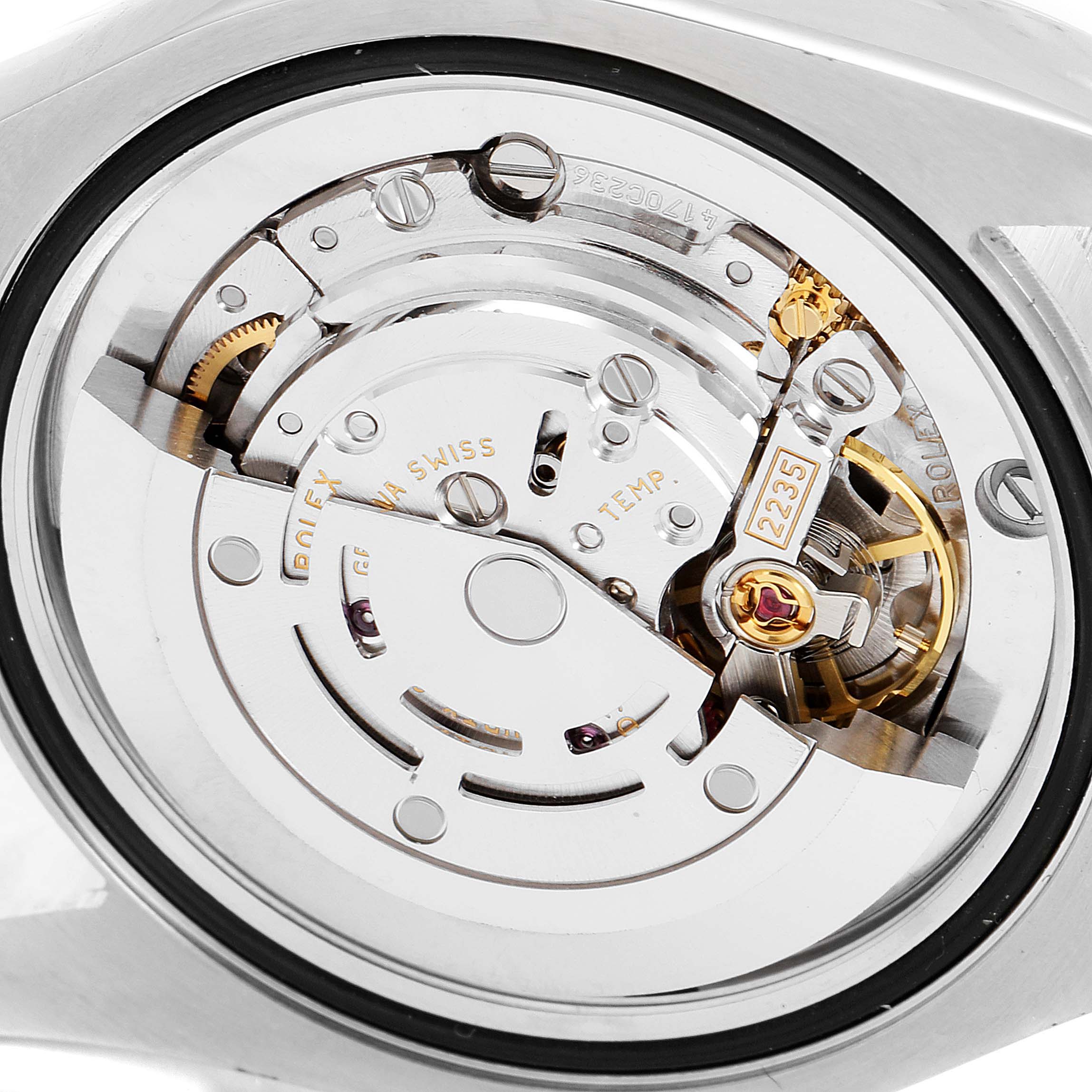 This image shows the internal movement and mechanism of a Rolex Mid-Size 178271 Women's Steel and Gold (two tone) Mother of Pearl Dial 178271 Women's Steel and Gold (two tone) Mother of Pearl Dial model watch from a close-up angle.