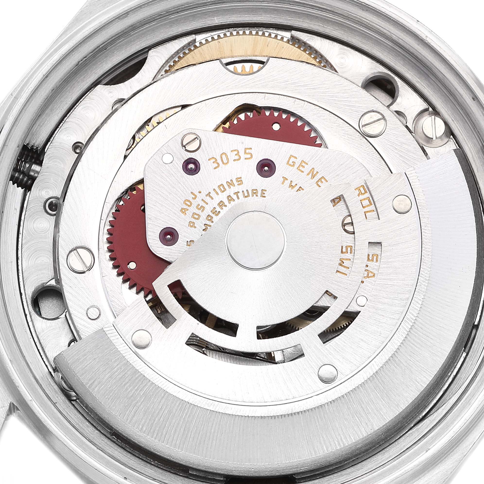 This image shows the internal movement mechanism of the Rolex Vintage Collection 16030 Men's Stainless Steel Silver Dial 16030 Men's Stainless Steel Silver Dial model from a top-down angle.