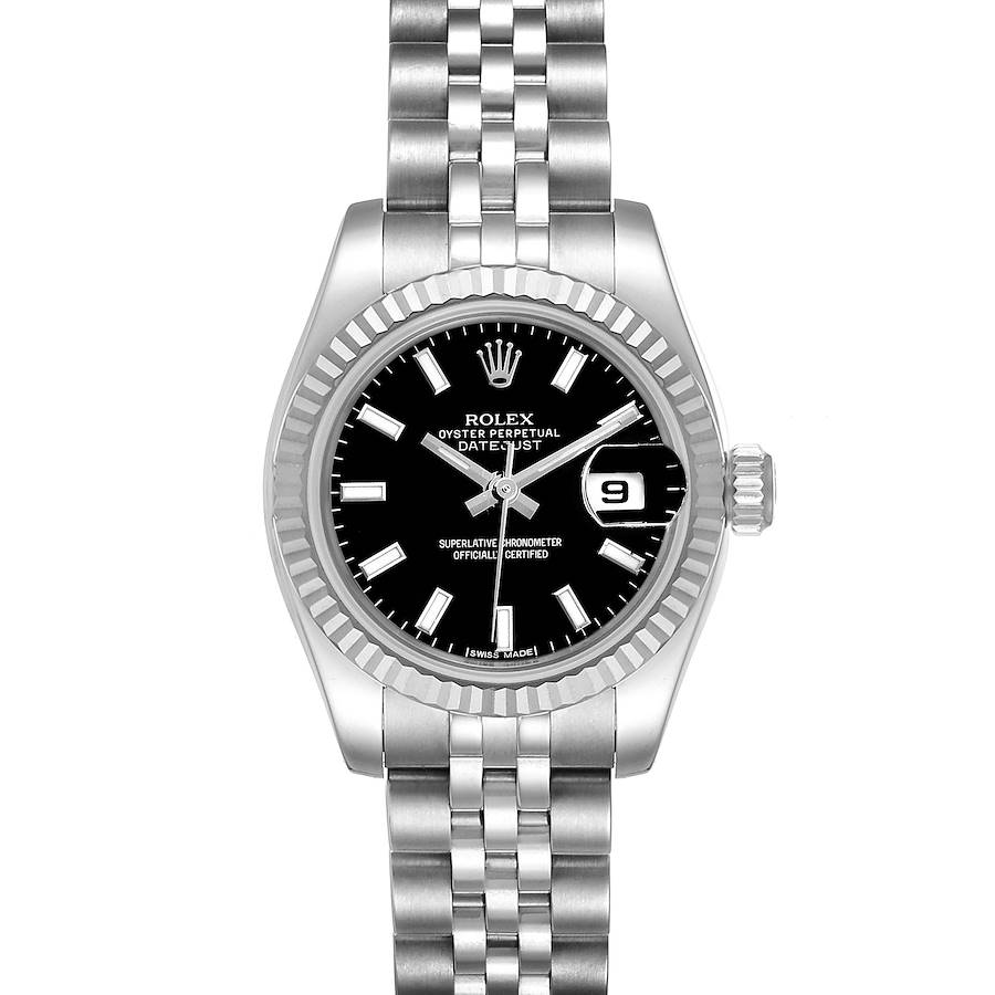 Rolex Datejust Steel White Gold Black Dial Ladies Watch 179174 SwissWatchExpo