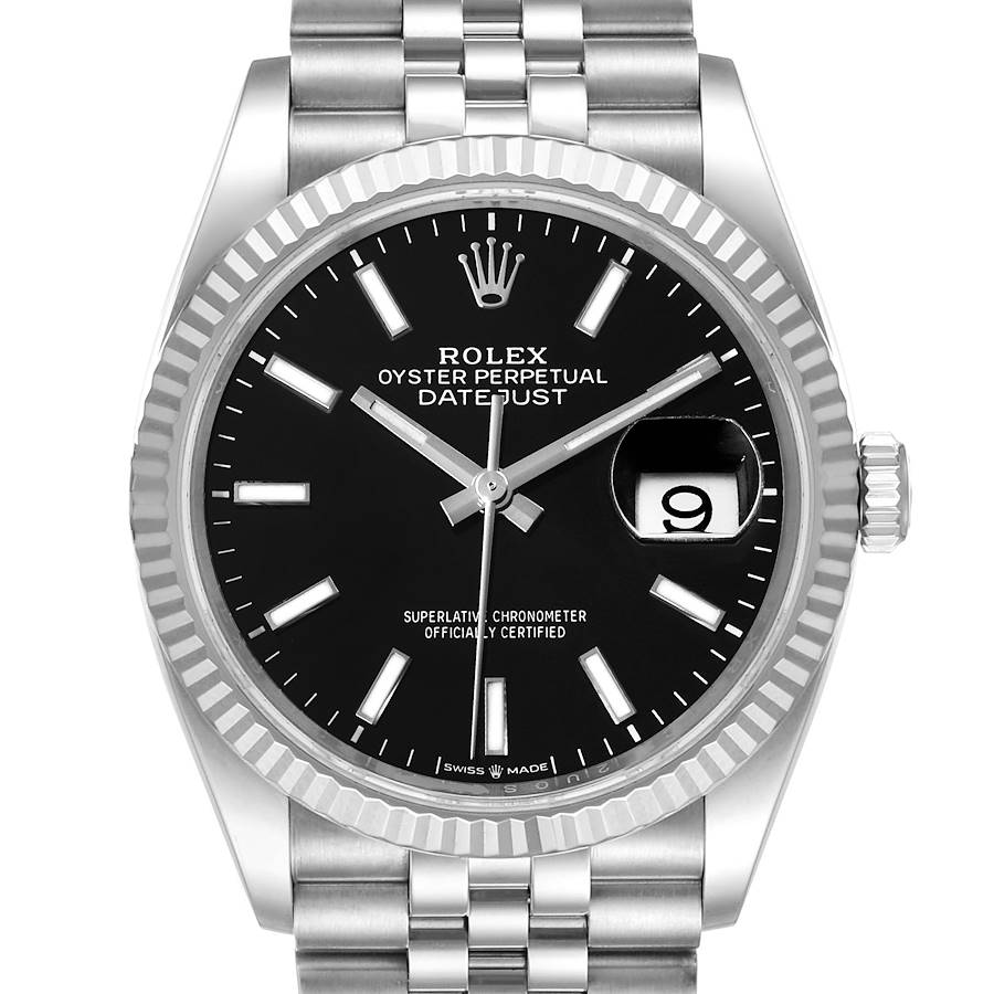 Rolex Datejust Steel White Gold Black Dial Mens Watch 126234 SwissWatchExpo
