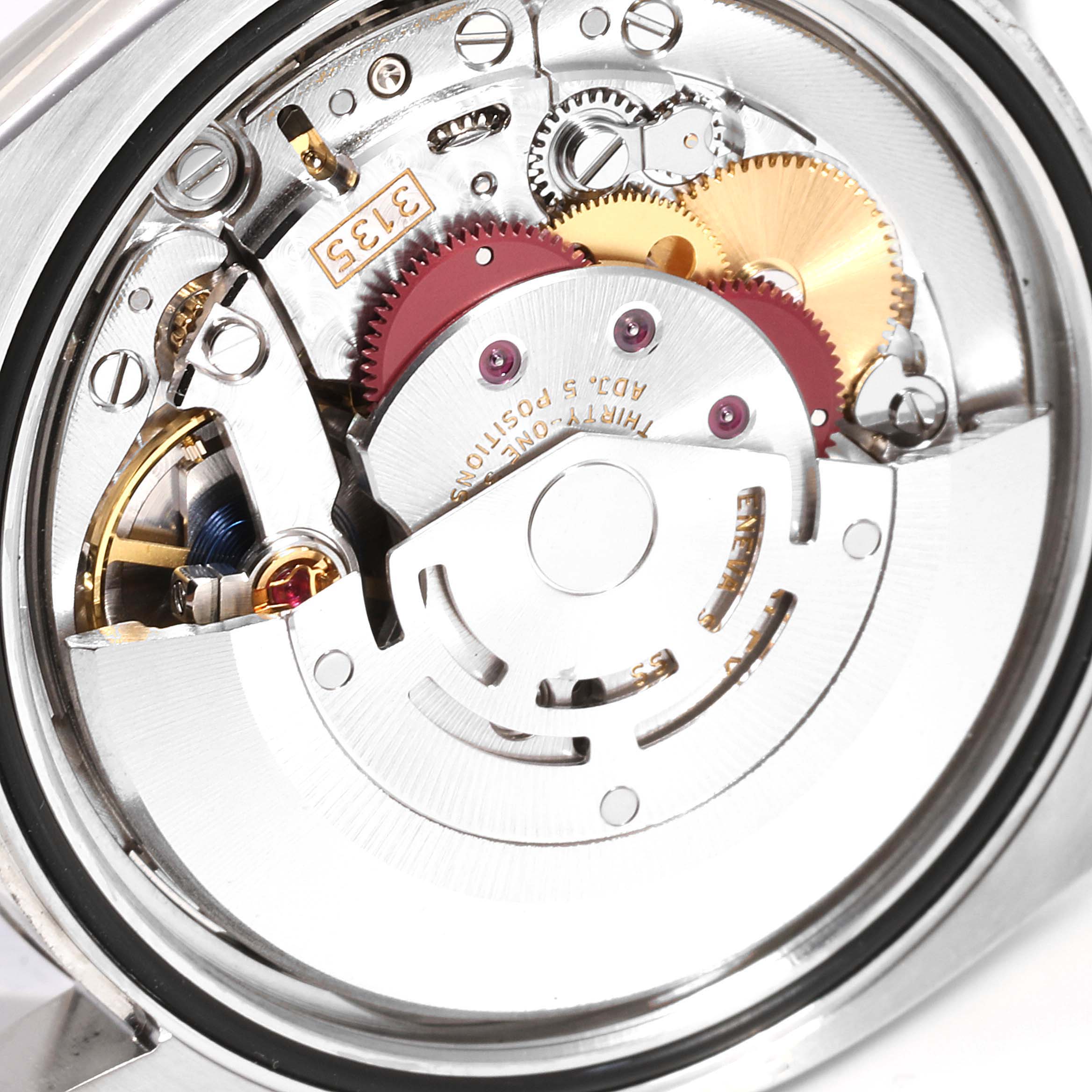 The image shows the internal mechanical movement of a Rolex Datejust 116234 Men's Stainless Steel Black Dial 116234 Men's Stainless Steel Black Dial watch, viewed from the case back.