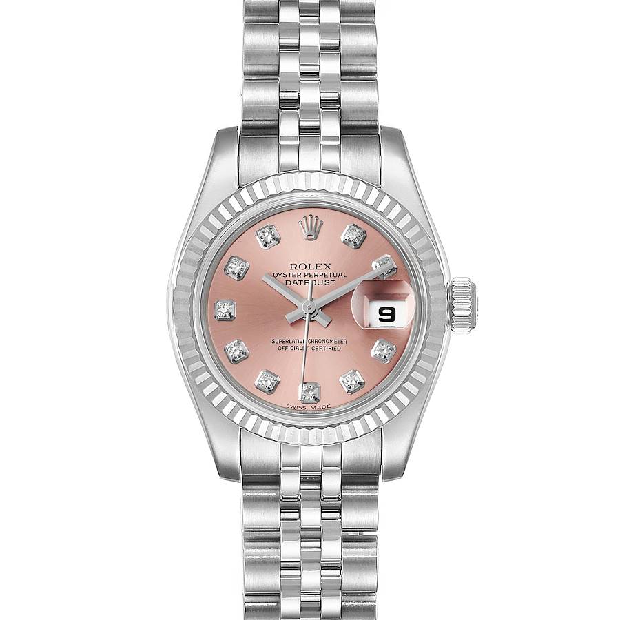 Rolex Datejust Steel White Gold Salmon Diamond Dial Watch 179174 Box Papers SwissWatchExpo