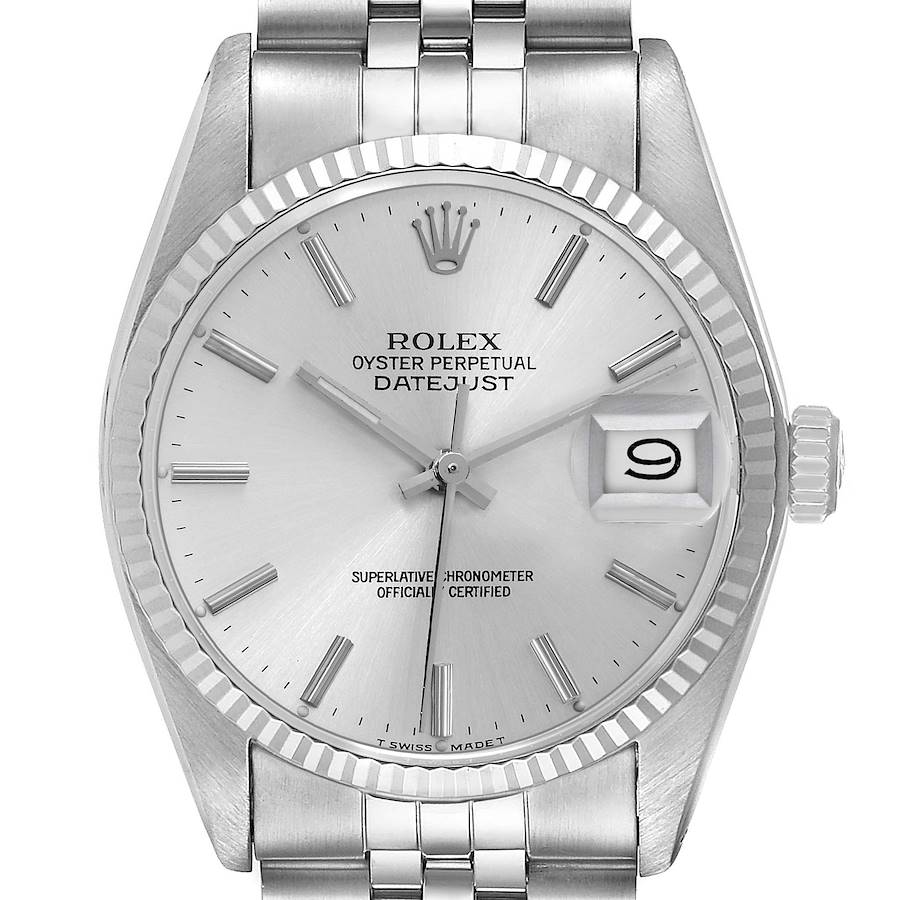 The Rolex Vintage Collection model 16014 men's watch is shown from a front angle, highlighting its face, bezel, crown, and part of the bracelet.