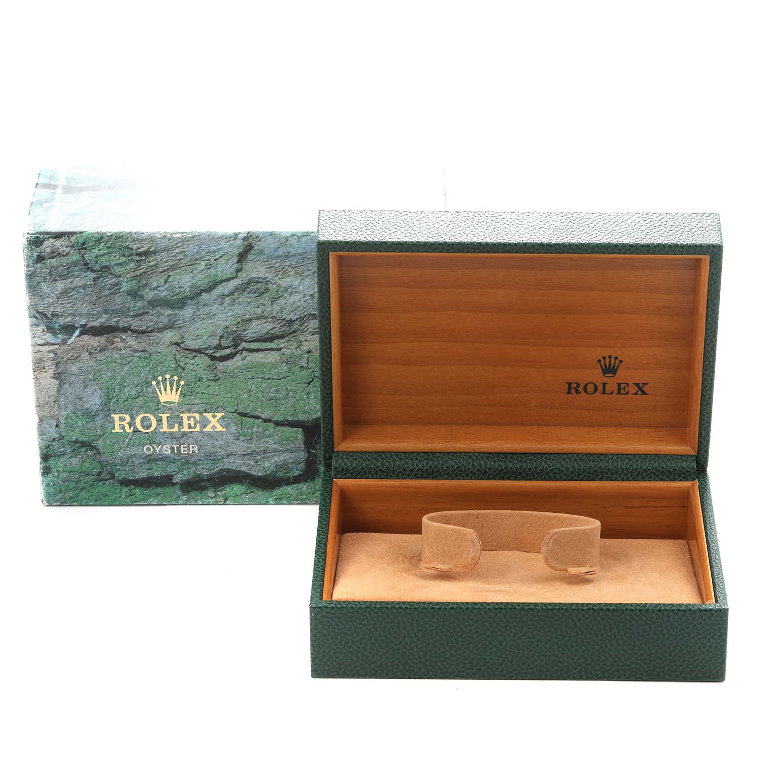 The image shows an open Rolex box for a Datejust model 16233 watch, displaying the interior and exterior packaging.