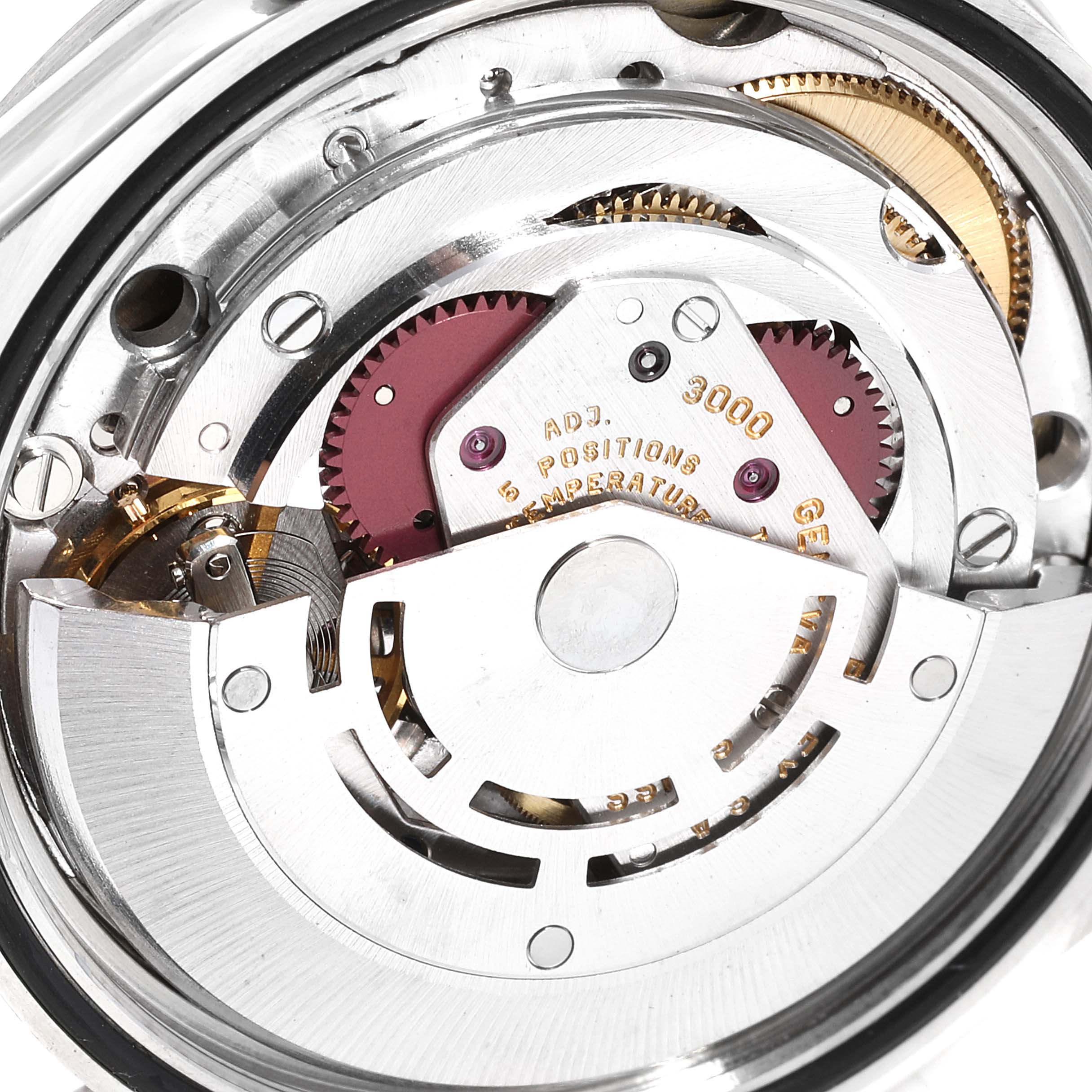 This image shows a close-up view of the internal mechanism and movement of a Rolex Explorer 14270 Men
s Stainless Steel Black Dial 14270 Men
s Stainless Steel Black Dial watch.