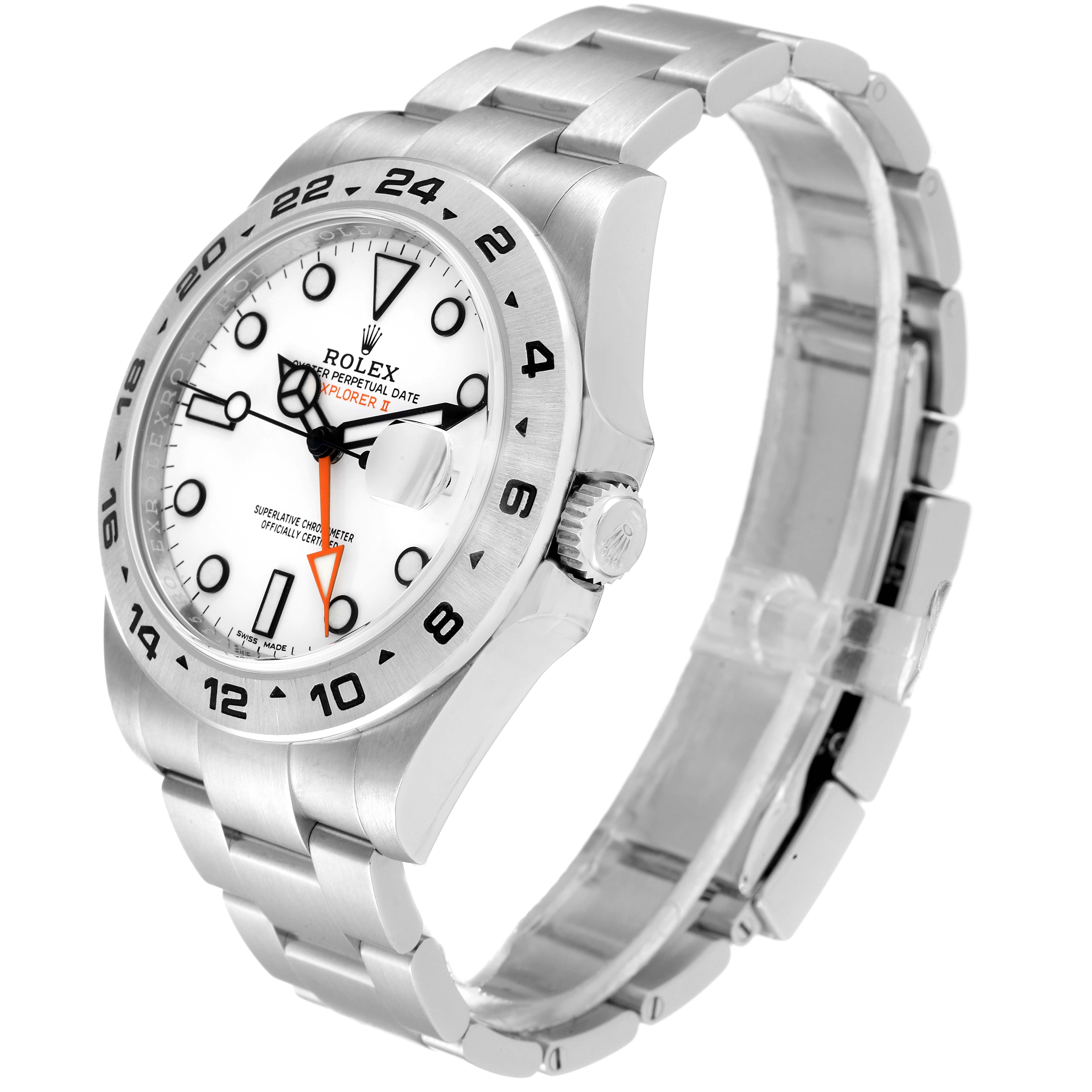 The image shows a side-angle view of a Rolex Explorer 216570 Men
s Stainless Steel White Dial 216570 Men
s Stainless Steel White Dial watch, highlighting the dial, bezel, bracelet, and crown.