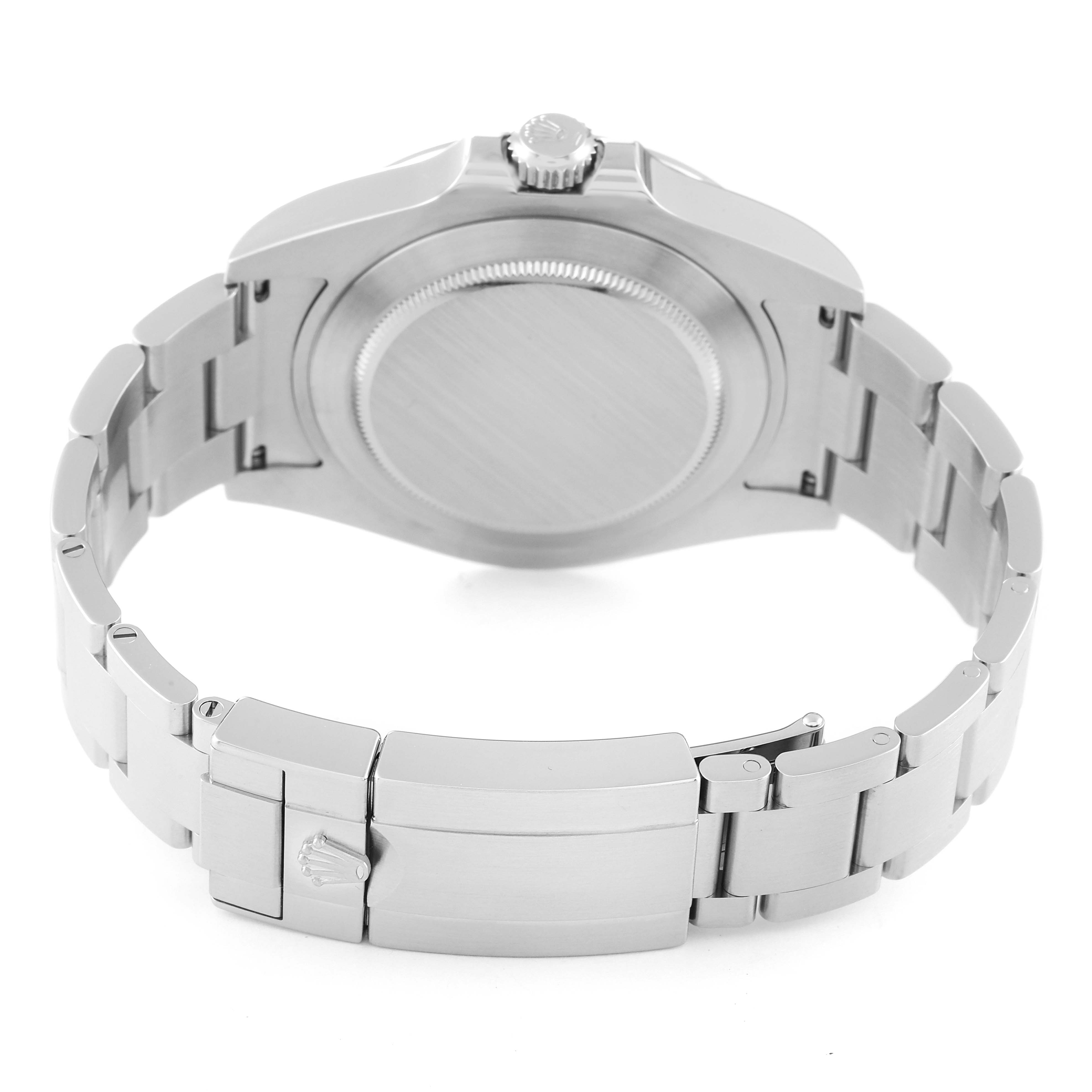 The image shows the back case, bracelet, and clasp of a Rolex Explorer 216570 Men
s Stainless Steel White Dial 216570 Men
s Stainless Steel White Dial watch from a rear angle.