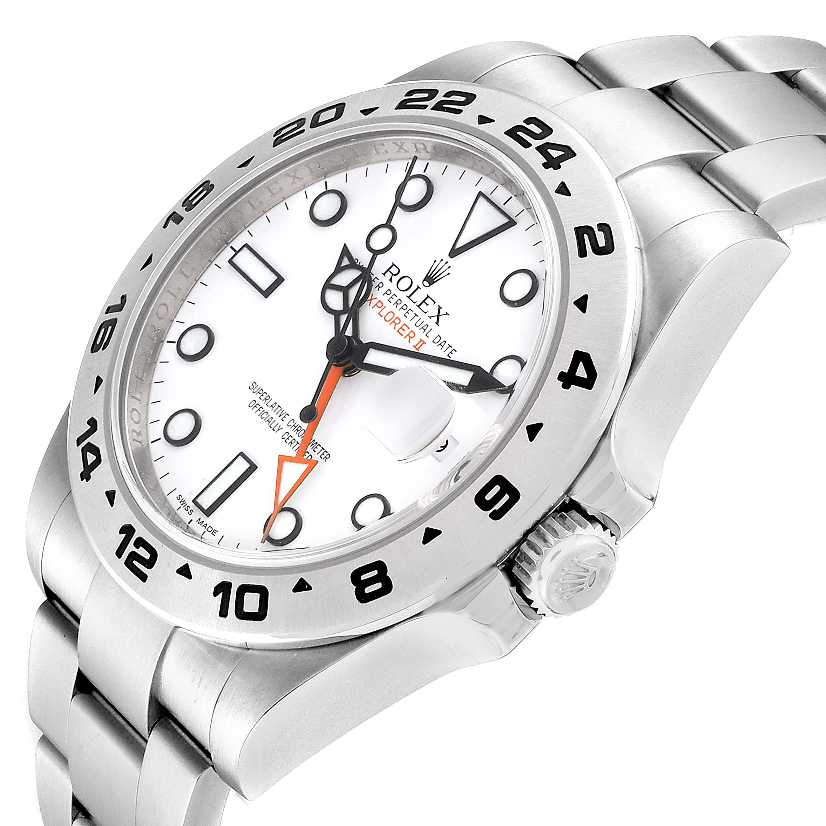 The image shows a Rolex Explorer 216570 Men
s Stainless Steel White Dial 216570 Men
s Stainless Steel White Dial watch at an angled side view, highlighting the dial, bezel, and bracelet.